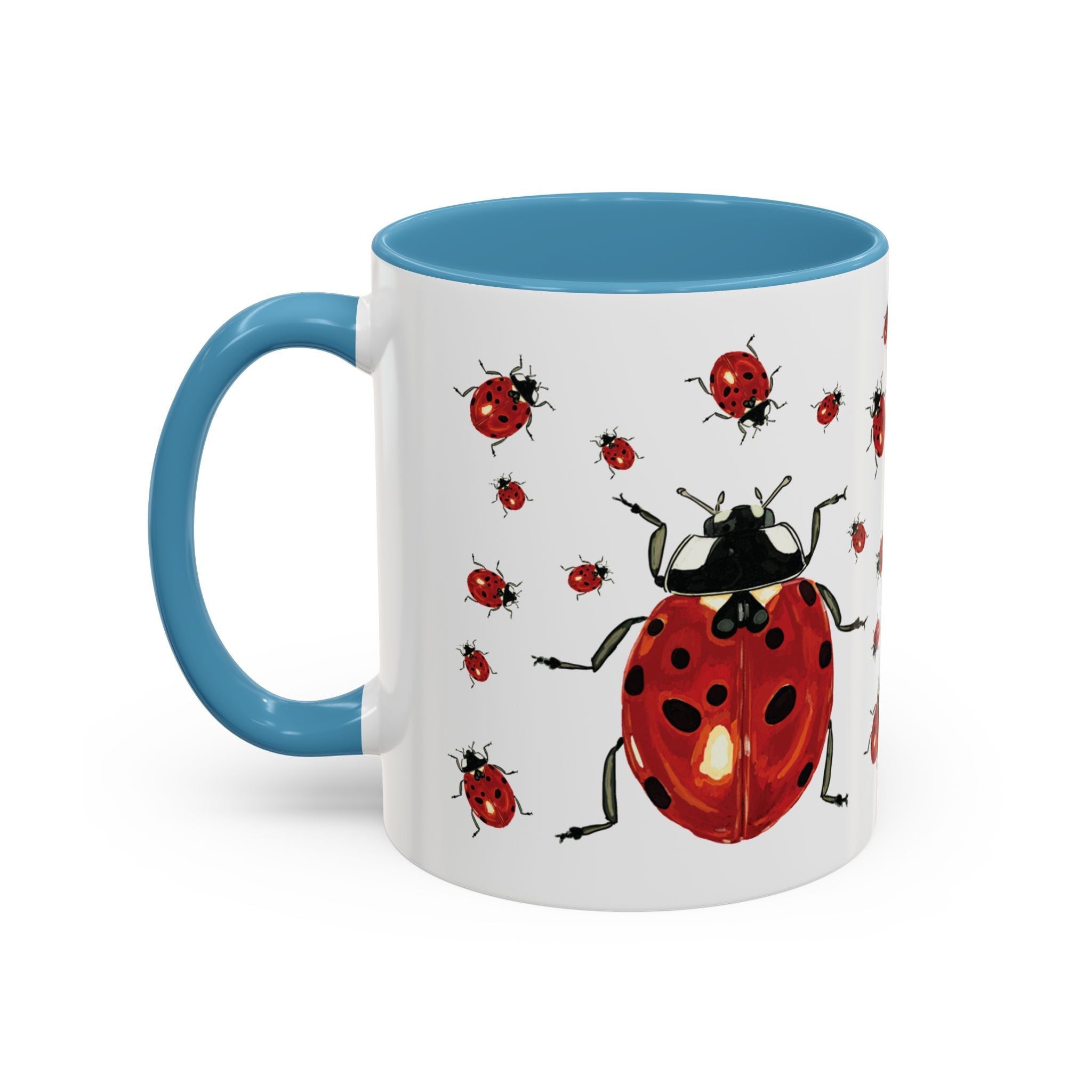 Ladybug Two Tone Ceramic Coffee Mugs - Blue Cava