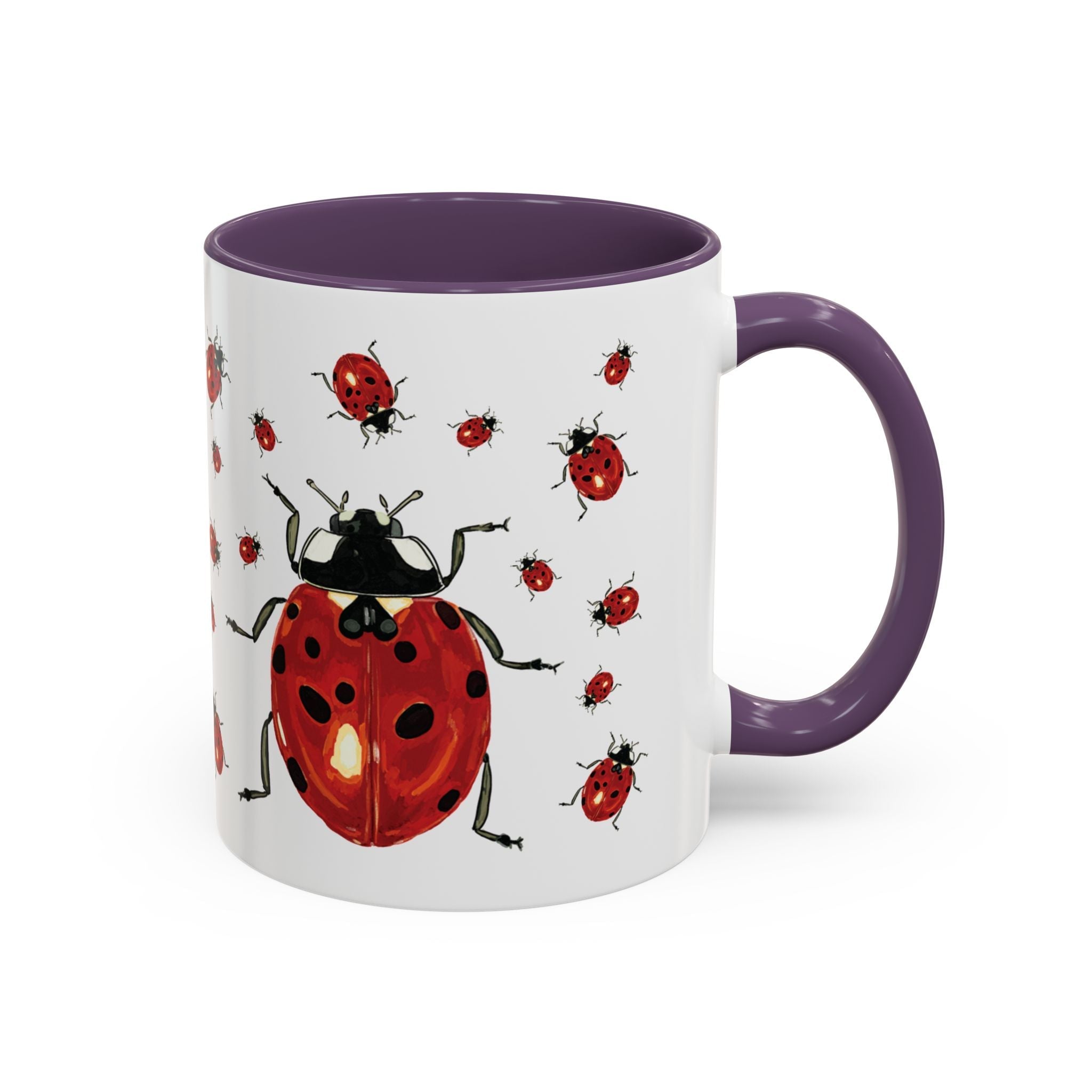 Ladybug Two Tone Ceramic Coffee Mugs - Blue Cava