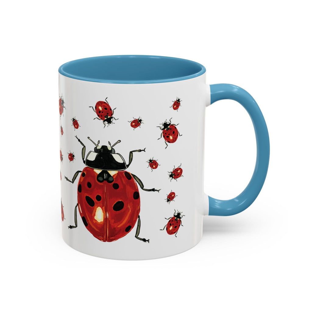 Ladybug Two Tone Ceramic Coffee Mugs - Blue Cava