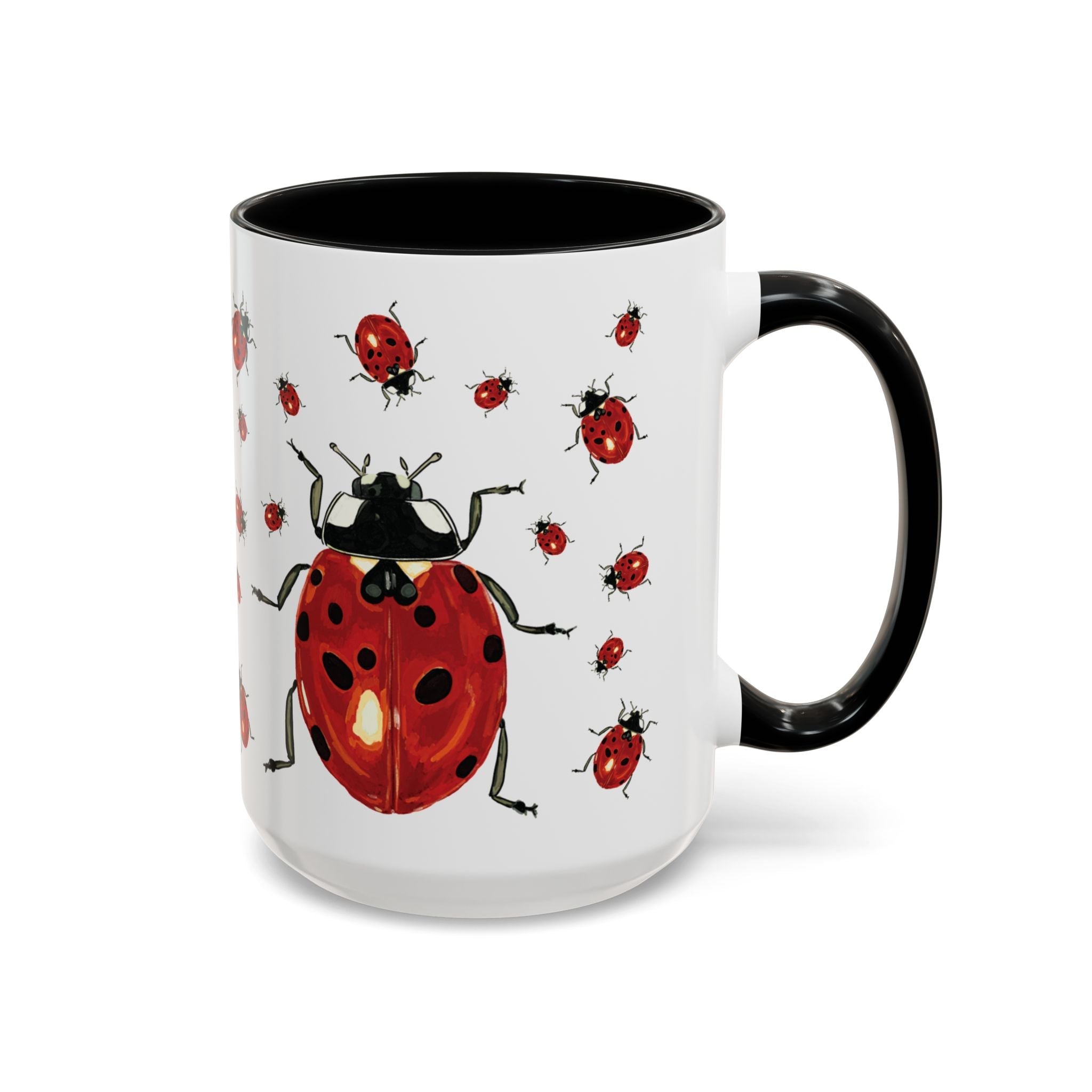 Ladybug Two Tone Ceramic Coffee Mugs - Blue Cava