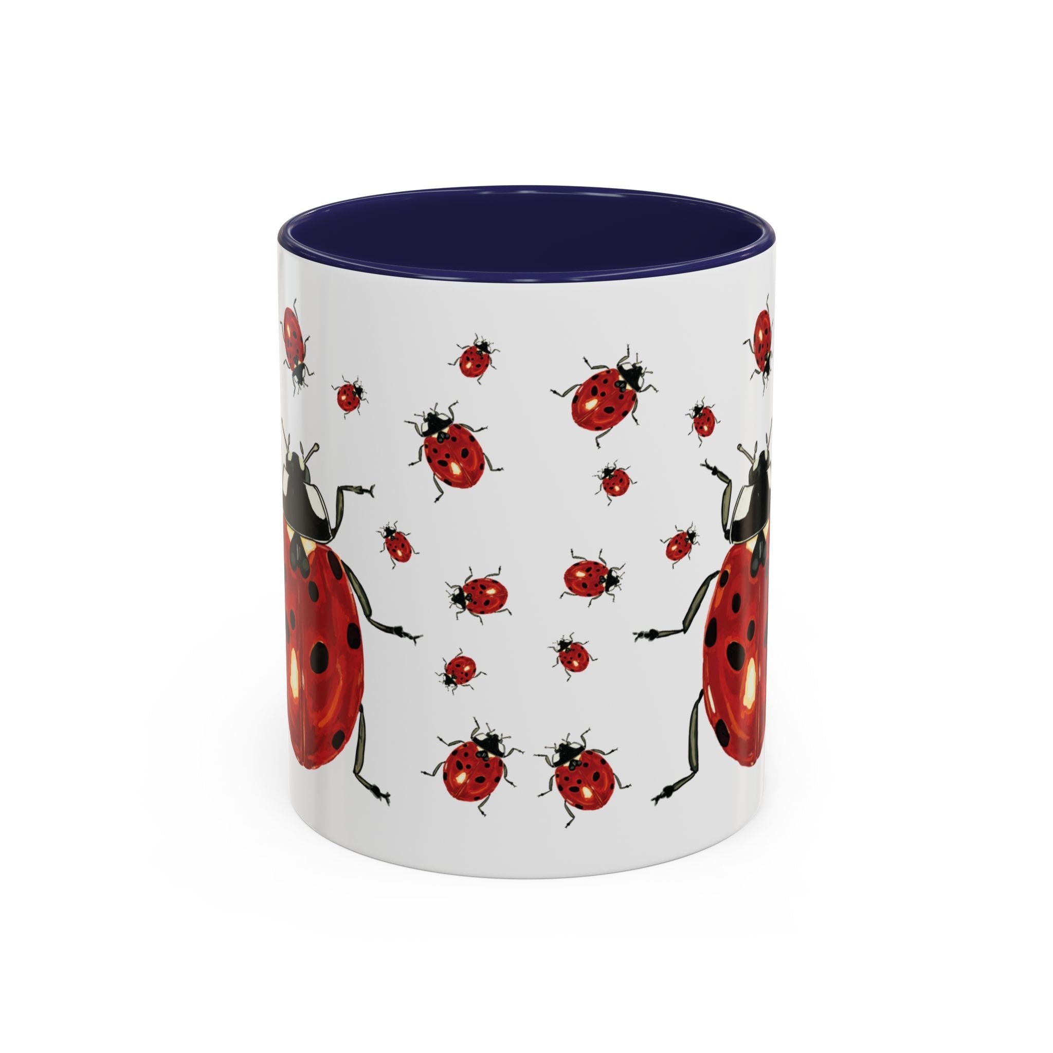 Ladybug Two Tone Ceramic Coffee Mugs - Blue Cava