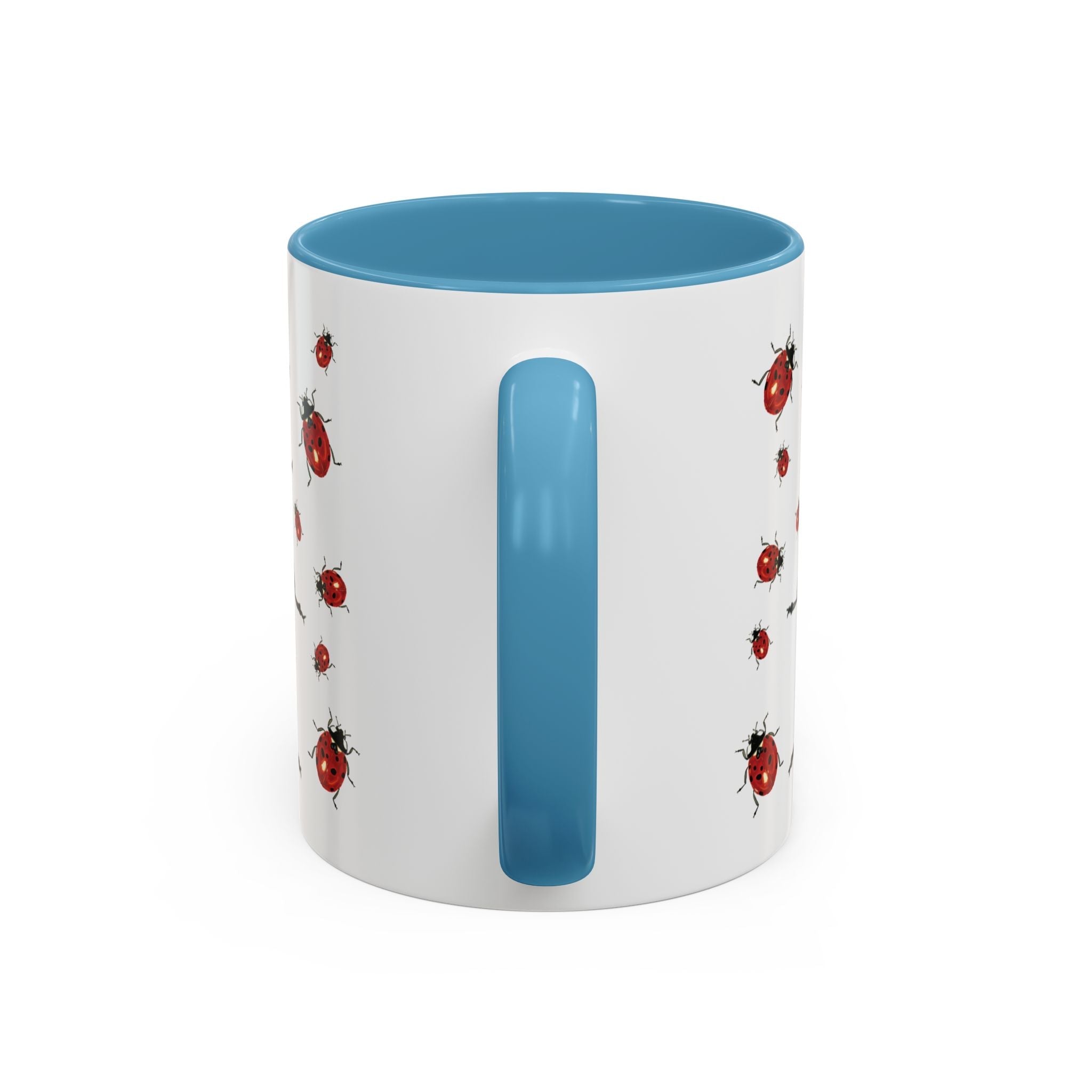 Ladybug Two Tone Ceramic Coffee Mugs - Blue Cava