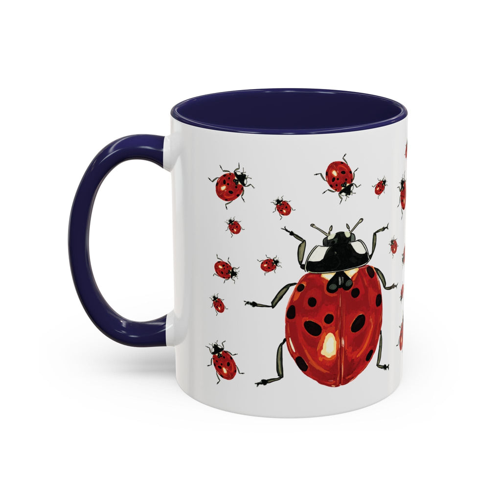 Ladybug Two Tone Ceramic Coffee Mugs - Blue Cava