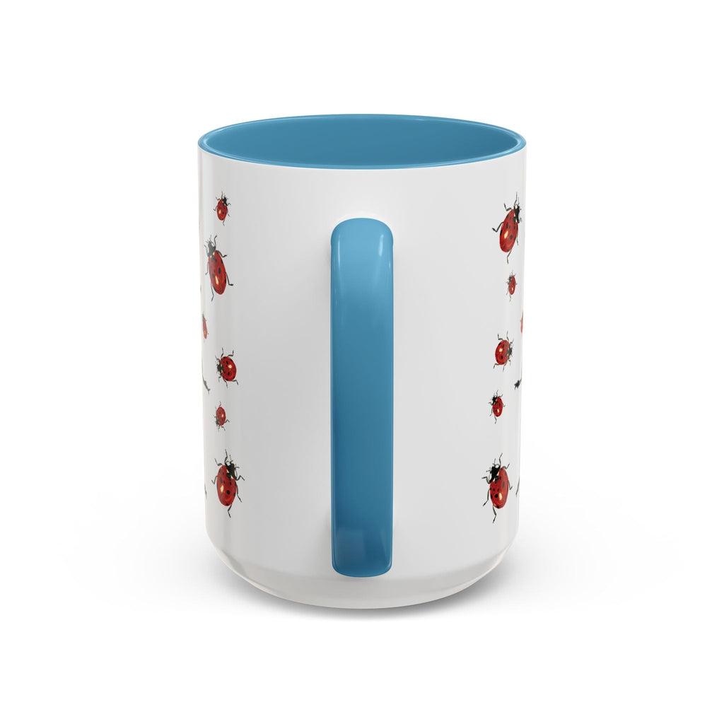 Ladybug Two Tone Ceramic Coffee Mugs - Blue Cava