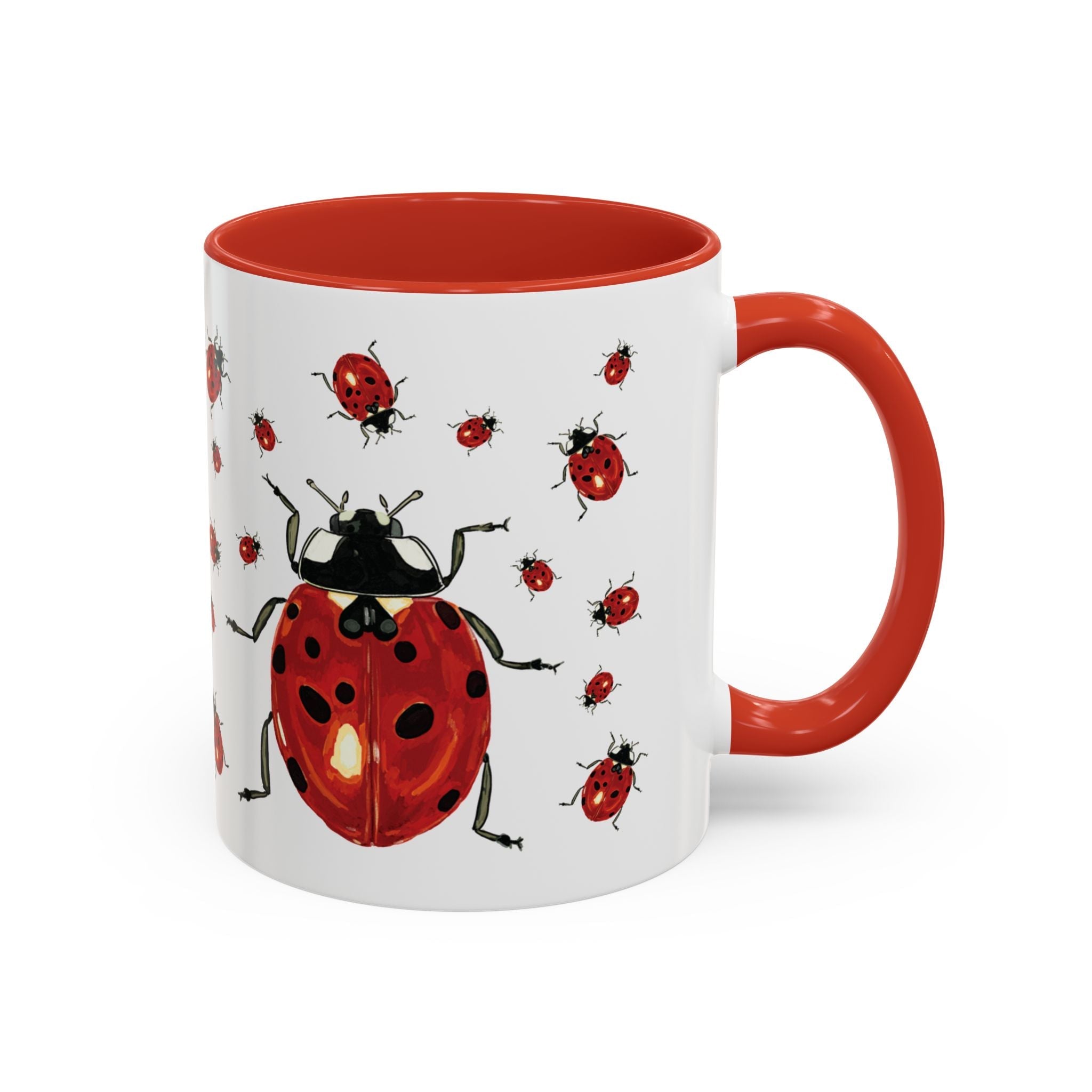 Ladybug Two Tone Ceramic Coffee Mugs - Blue Cava