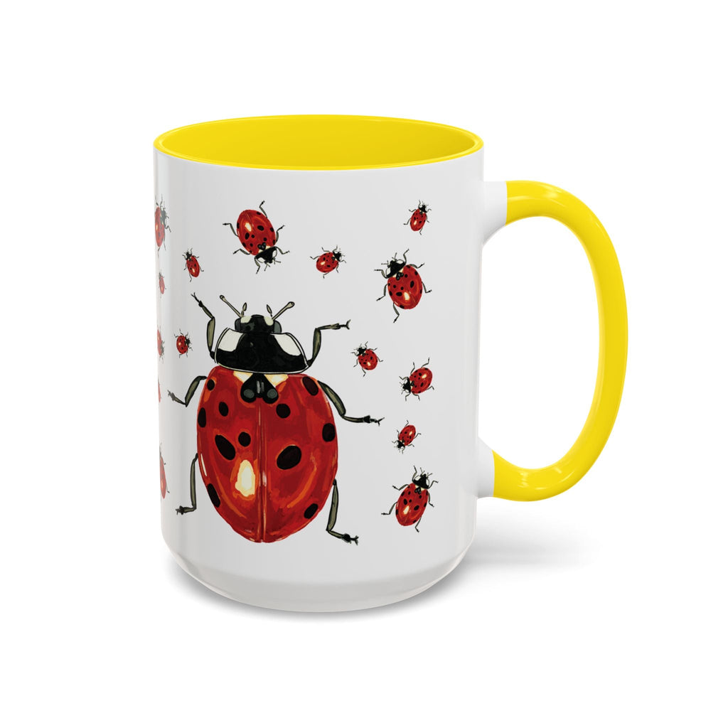 Ladybug Two Tone Ceramic Coffee Mugs - Blue Cava