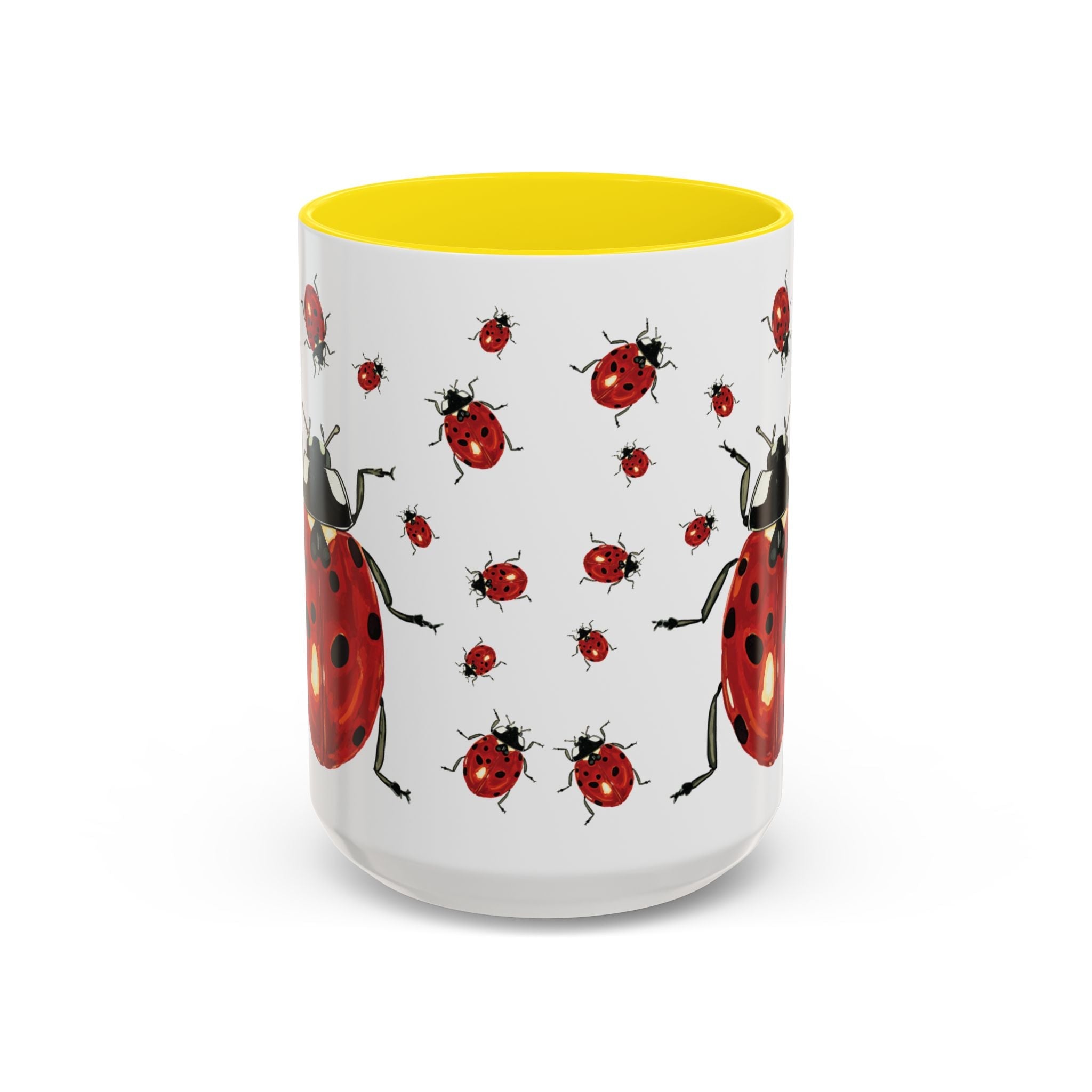 Ladybug Two Tone Ceramic Coffee Mugs - Blue Cava
