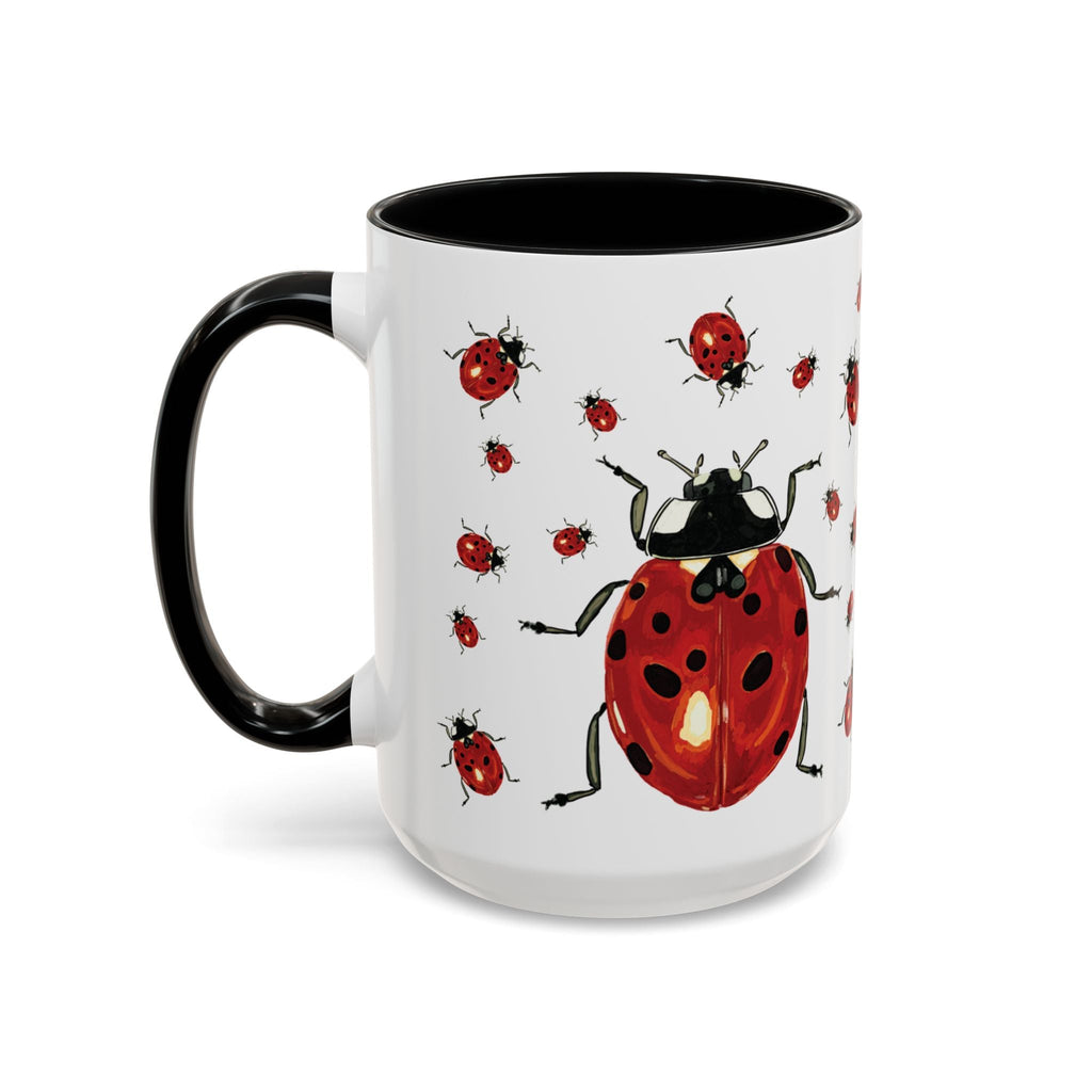 Ladybug Two Tone Ceramic Coffee Mugs - Blue Cava