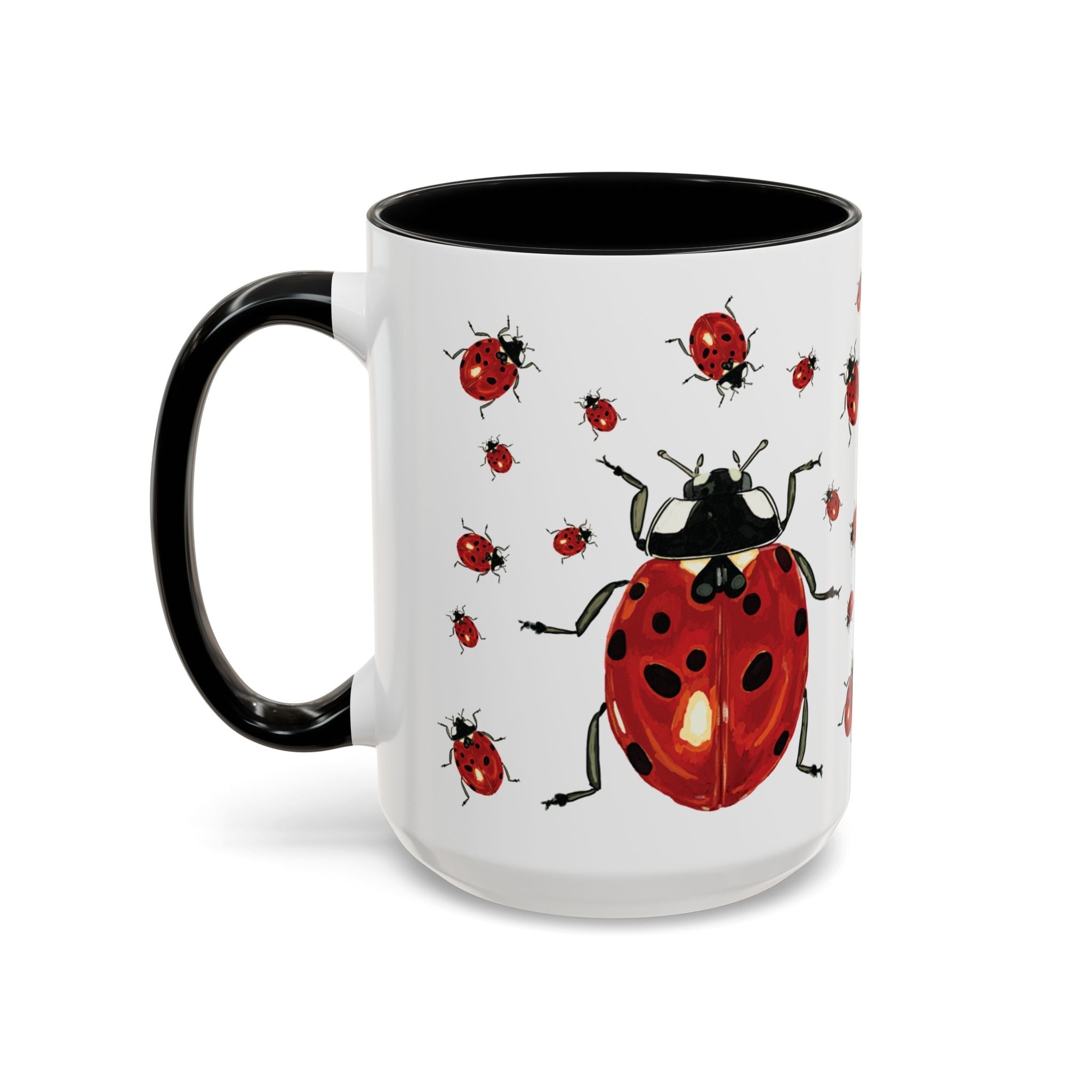 Ladybug Two Tone Ceramic Coffee Mugs - Blue Cava