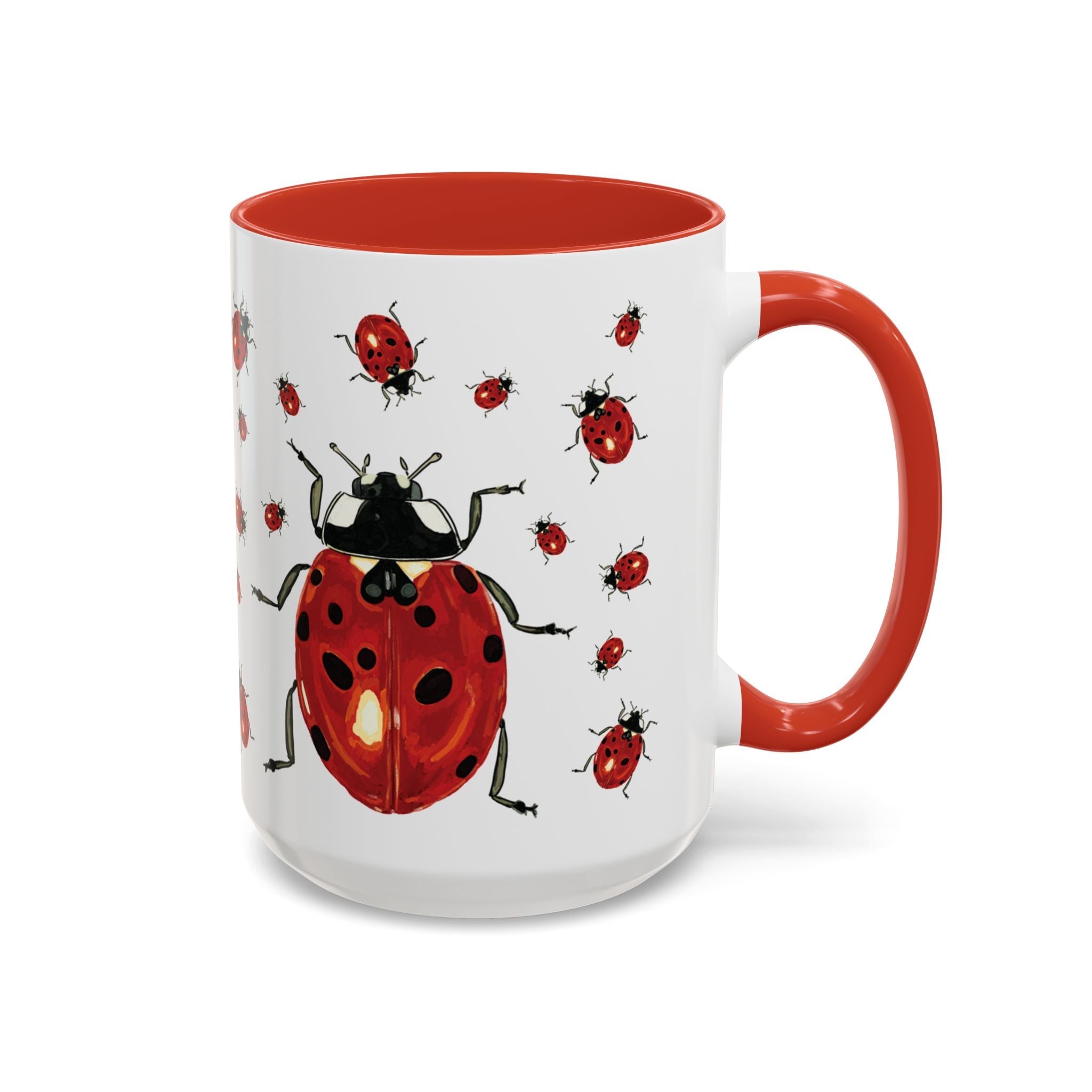 Ladybug Two Tone Ceramic Coffee Mugs - Blue Cava