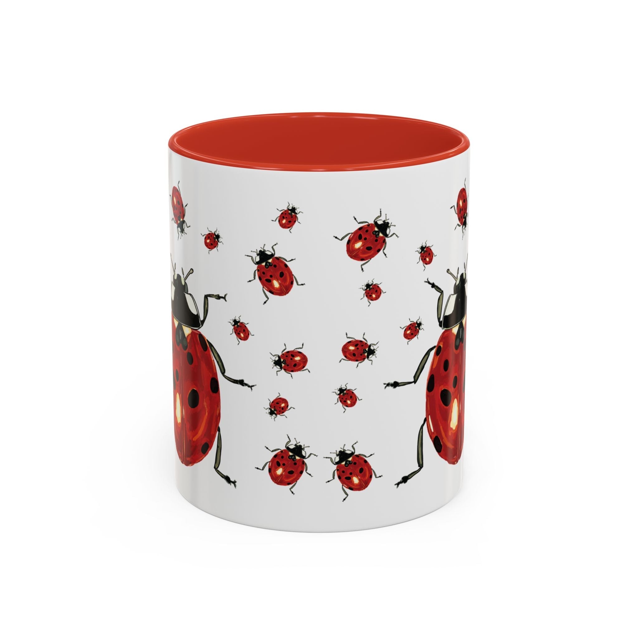 Ladybug Two Tone Ceramic Coffee Mugs - Blue Cava