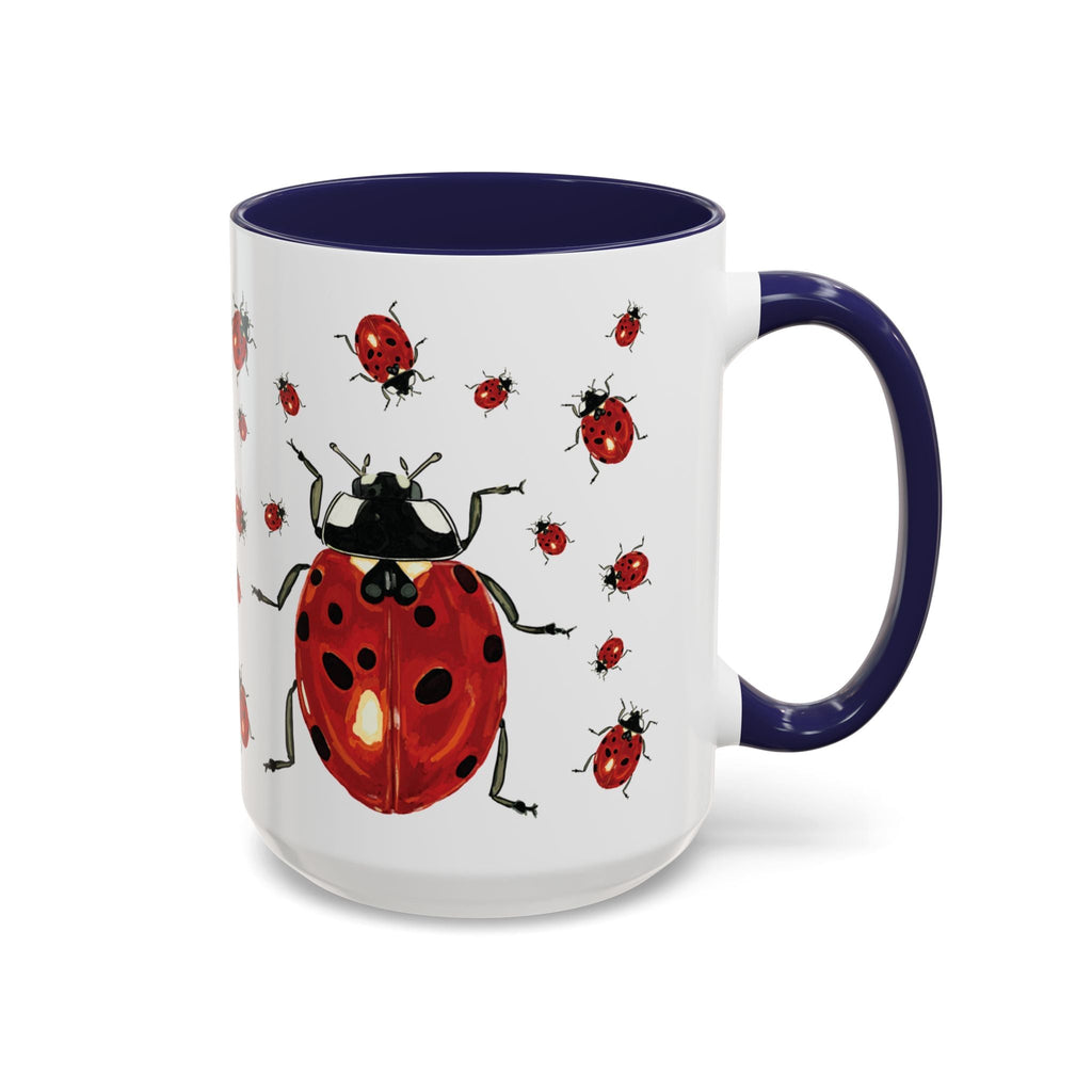 Ladybug Two Tone Ceramic Coffee Mugs - Blue Cava
