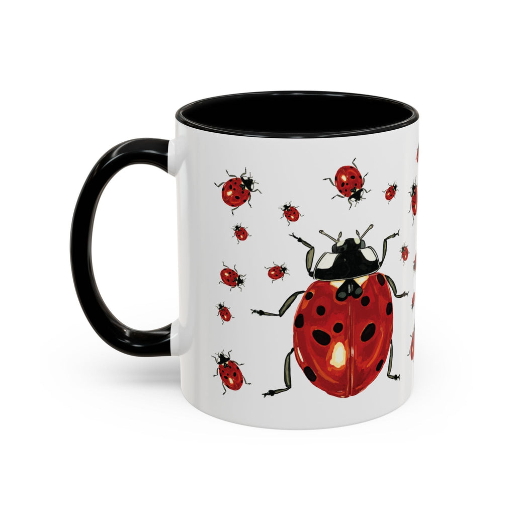 Ladybug Two Tone Ceramic Coffee Mugs - Blue Cava