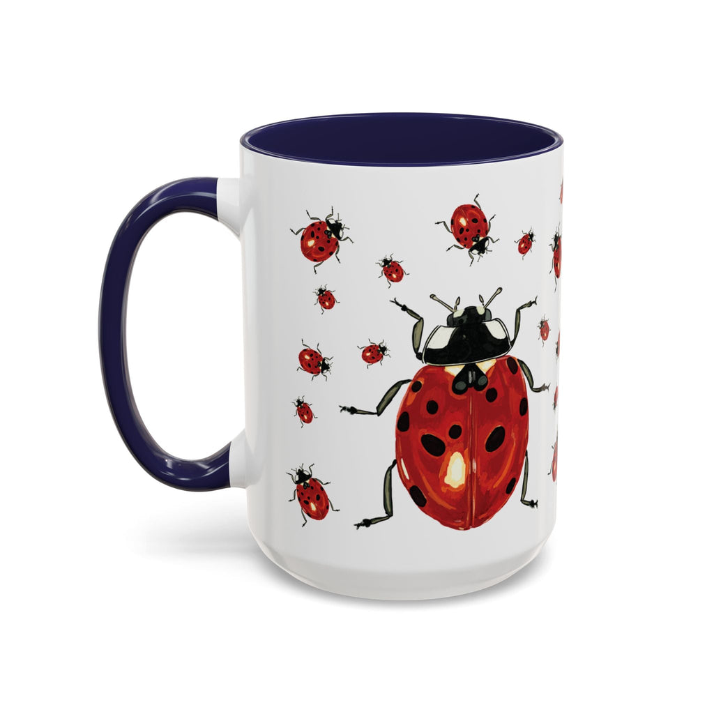 Ladybug Two Tone Ceramic Coffee Mugs - Blue Cava
