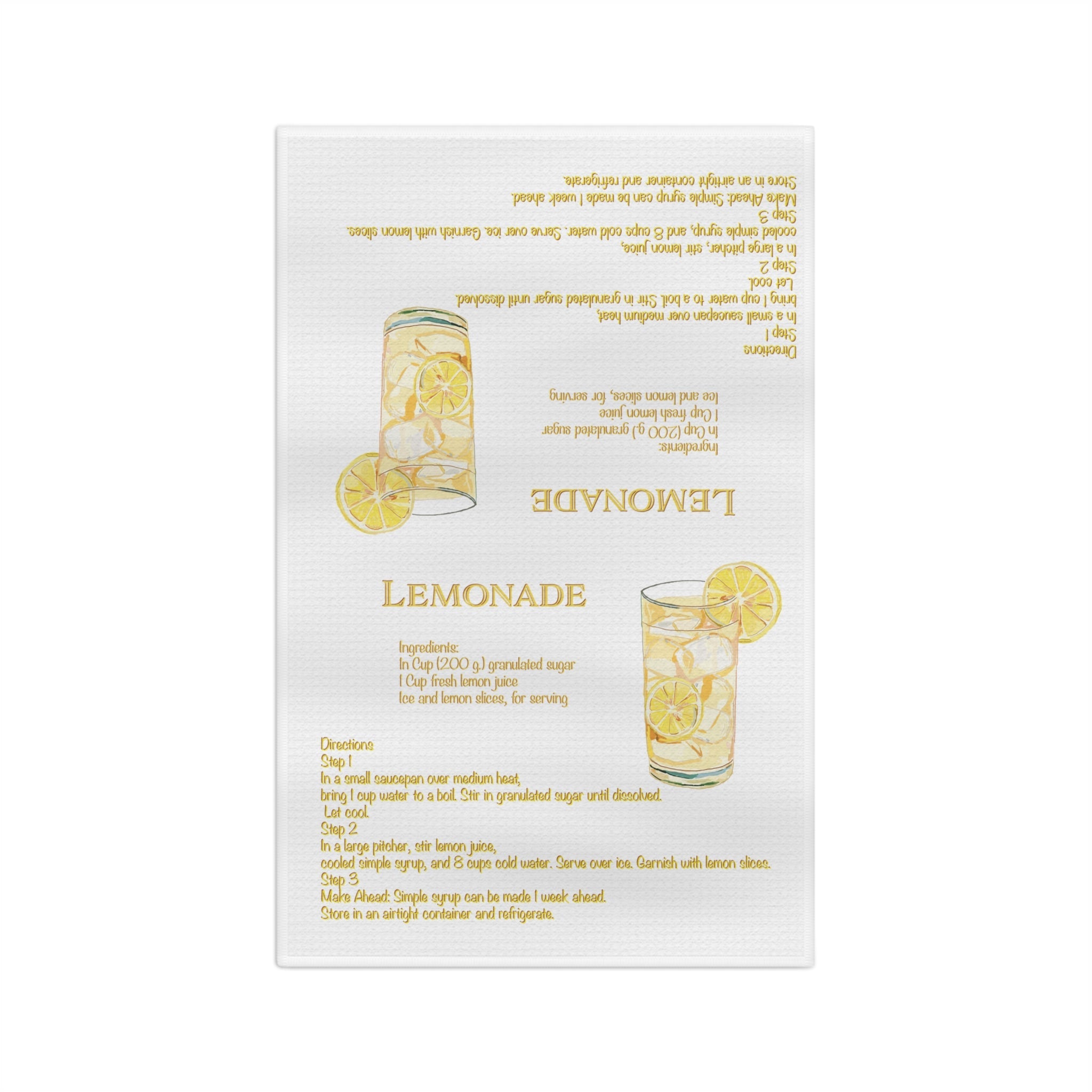 Lemonade Recipe Microfiber Waffle Kitchen Towel - Blue Cava