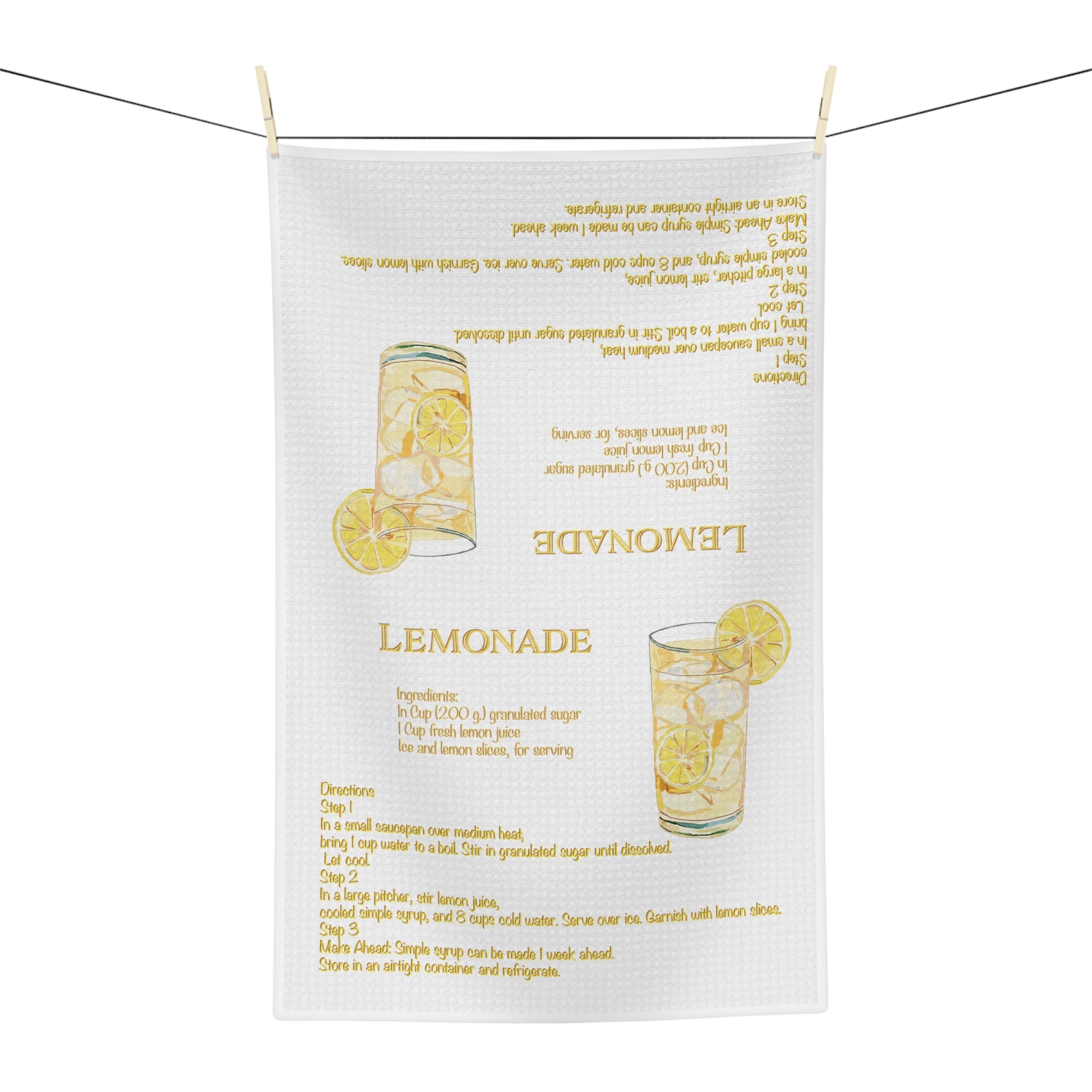 Lemonade Recipe Microfiber Waffle Kitchen Towel - Blue Cava