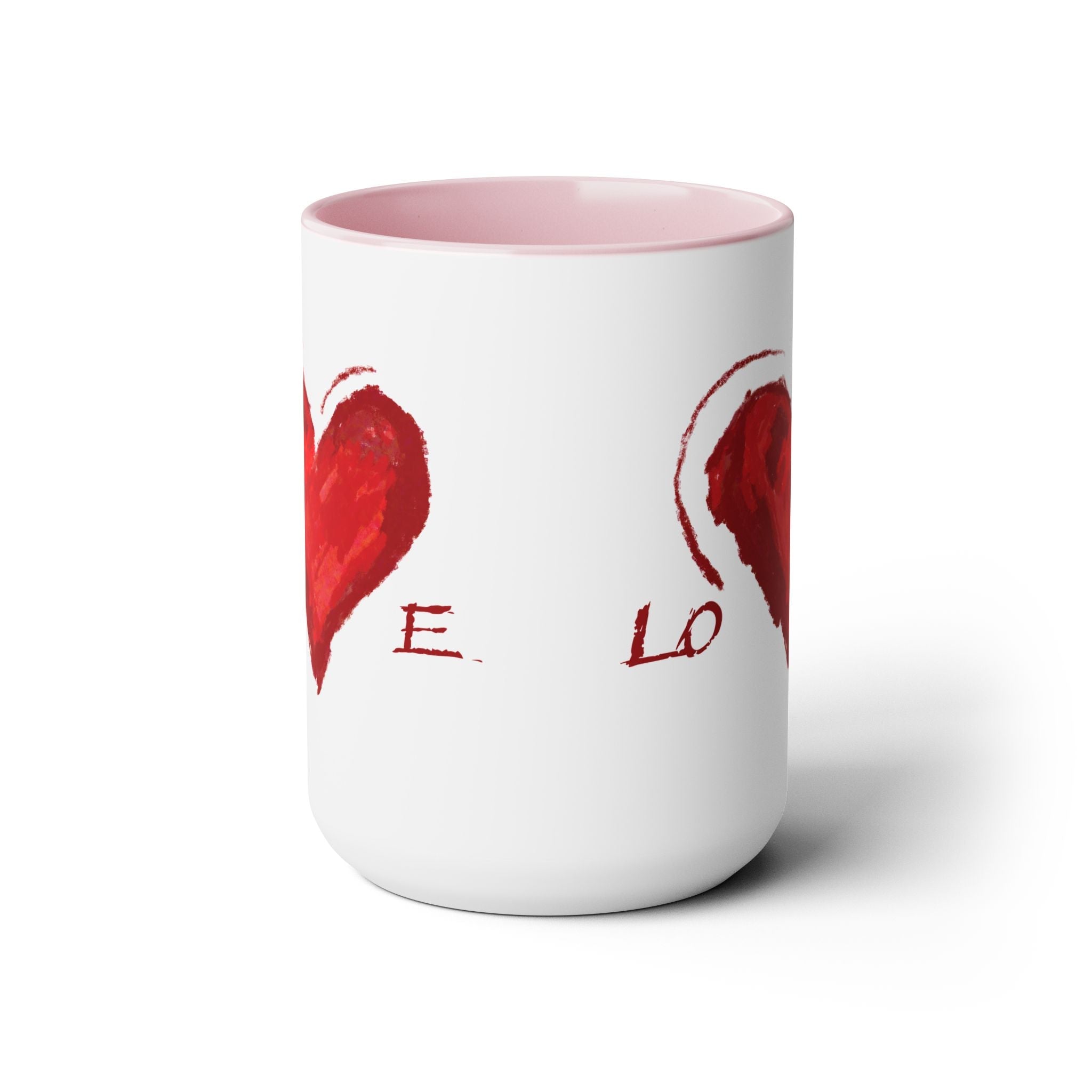 Love Heart Two - Tone Ceramic Coffee Mugs - Blue Cava