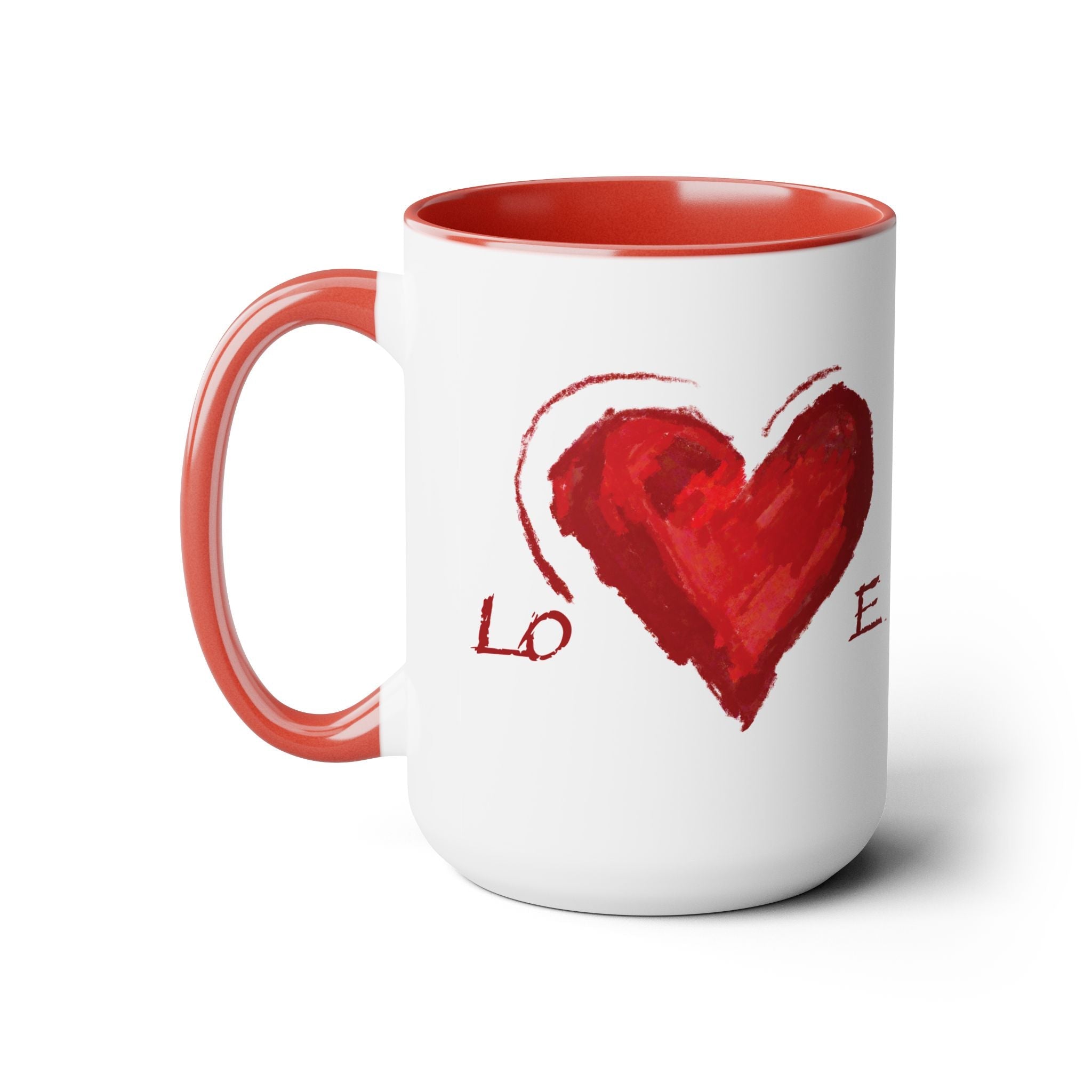 Love Heart Two - Tone Ceramic Coffee Mugs - Blue Cava