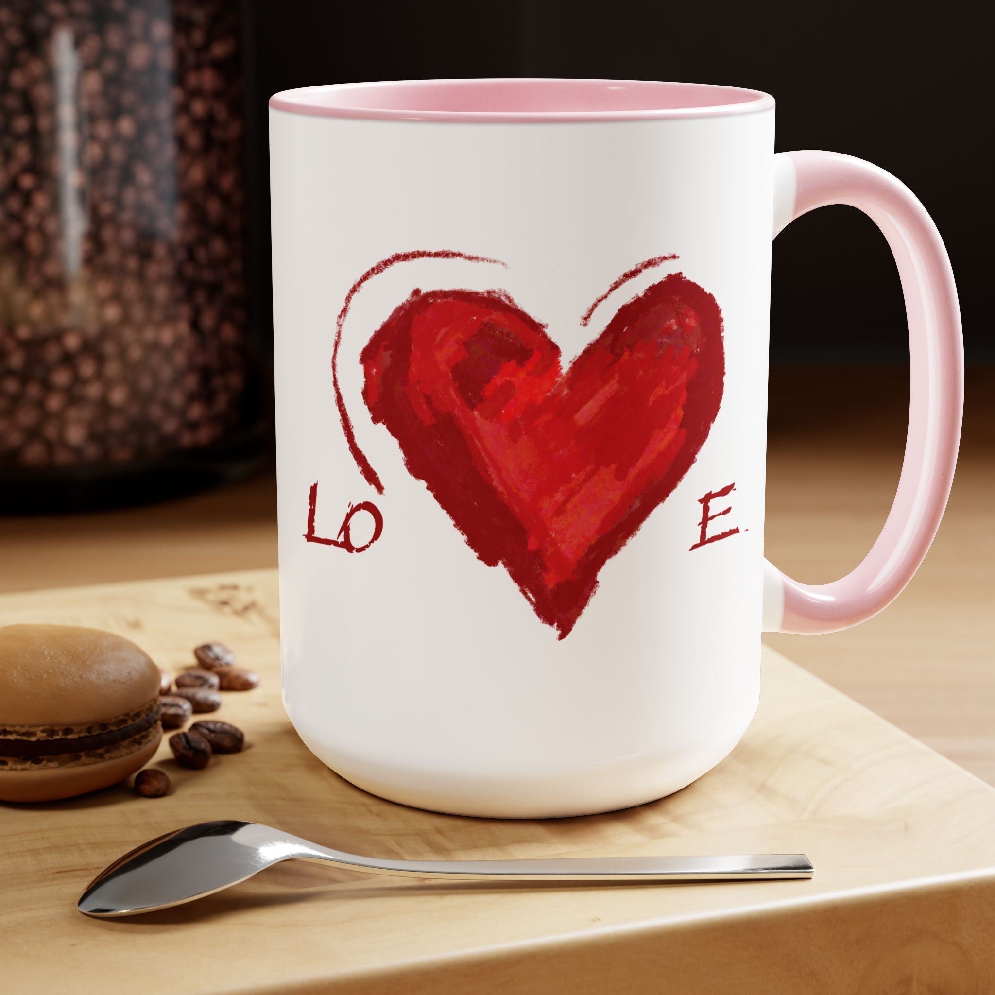 Love Heart Two - Tone Ceramic Coffee Mugs - Blue Cava