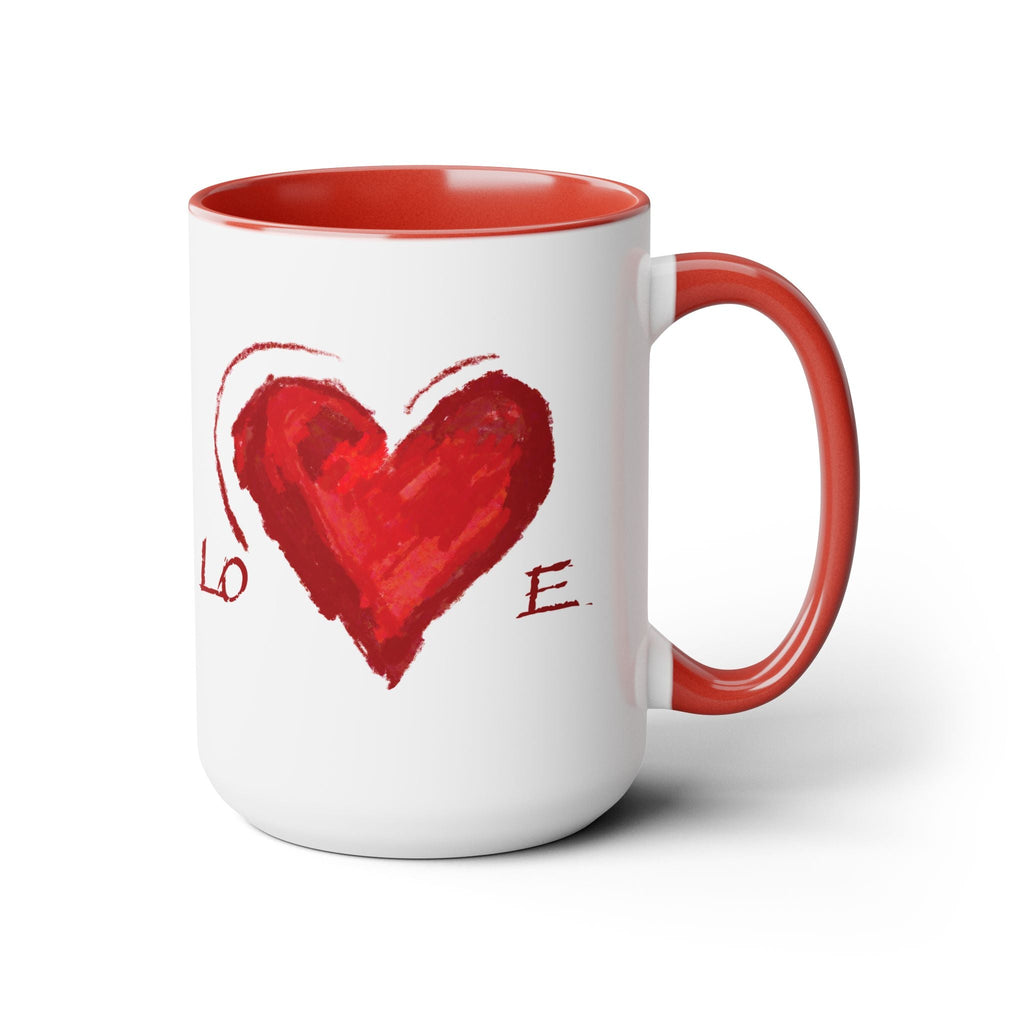 Love Heart Two - Tone Ceramic Coffee Mugs - Blue Cava