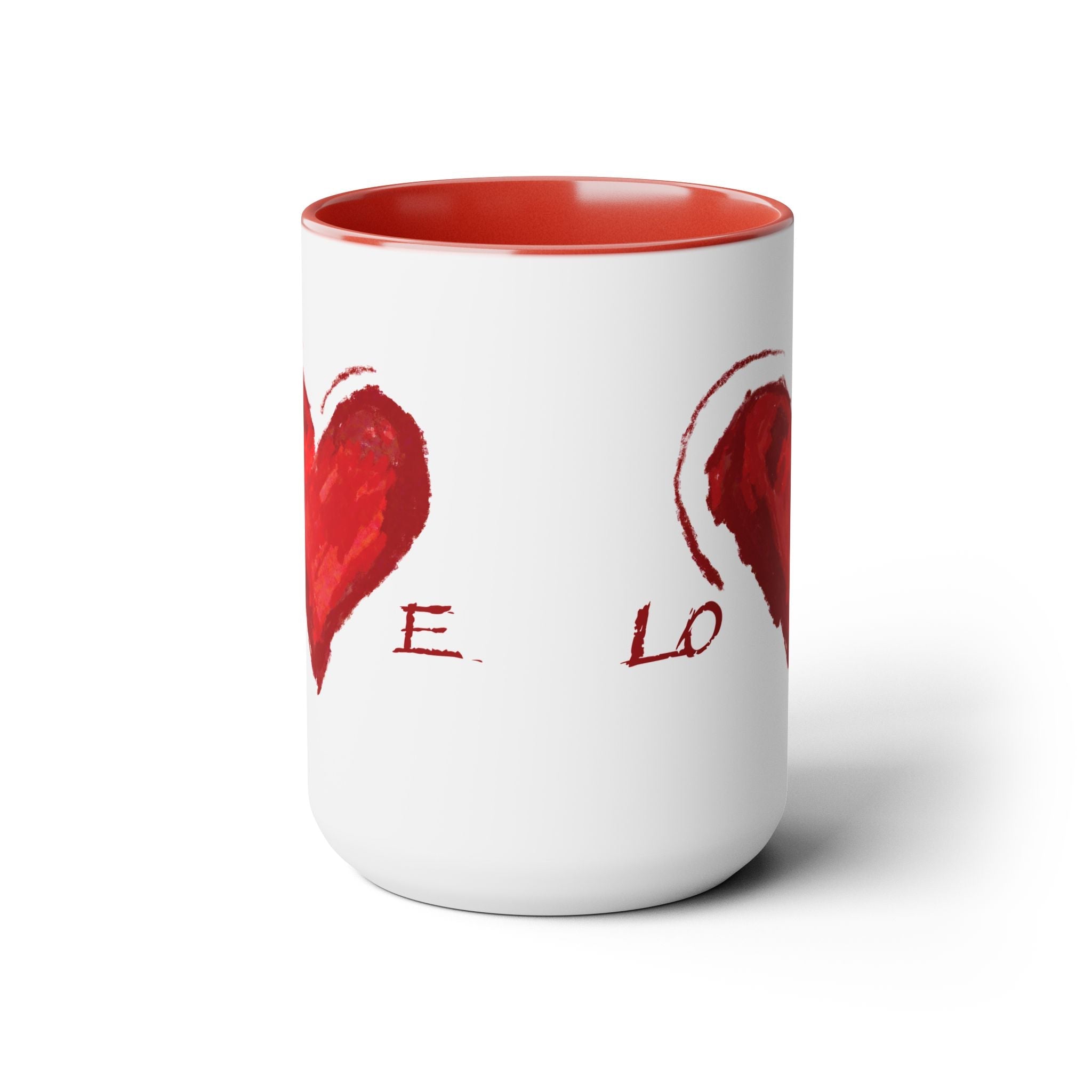 Love Heart Two - Tone Ceramic Coffee Mugs - Blue Cava