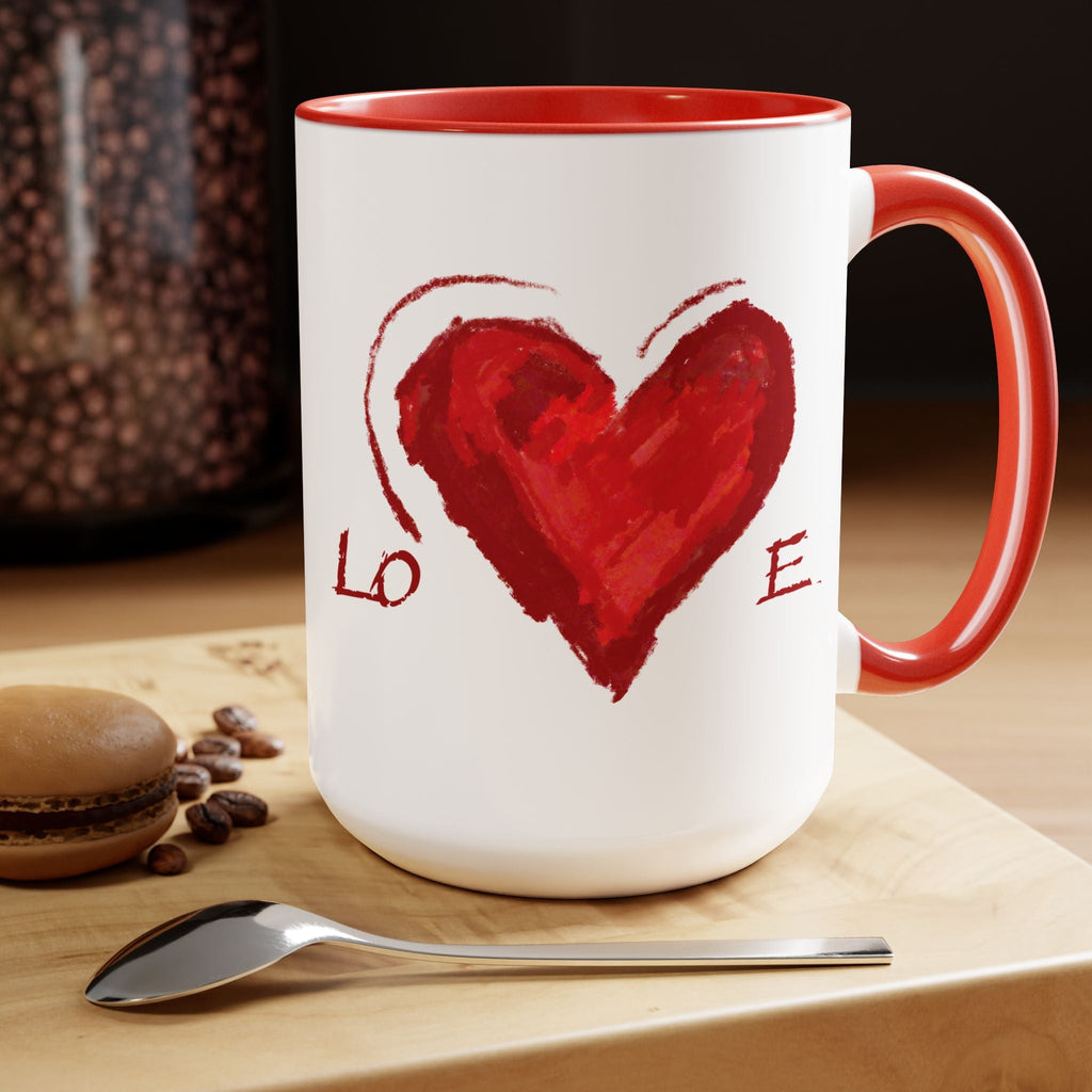 Love Heart Two - Tone Ceramic Coffee Mugs - Blue Cava