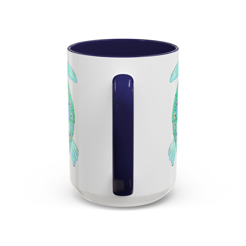 Love Hearts Sea Turtle Two Tone Ceramic Coffee Mugs - Blue Cava