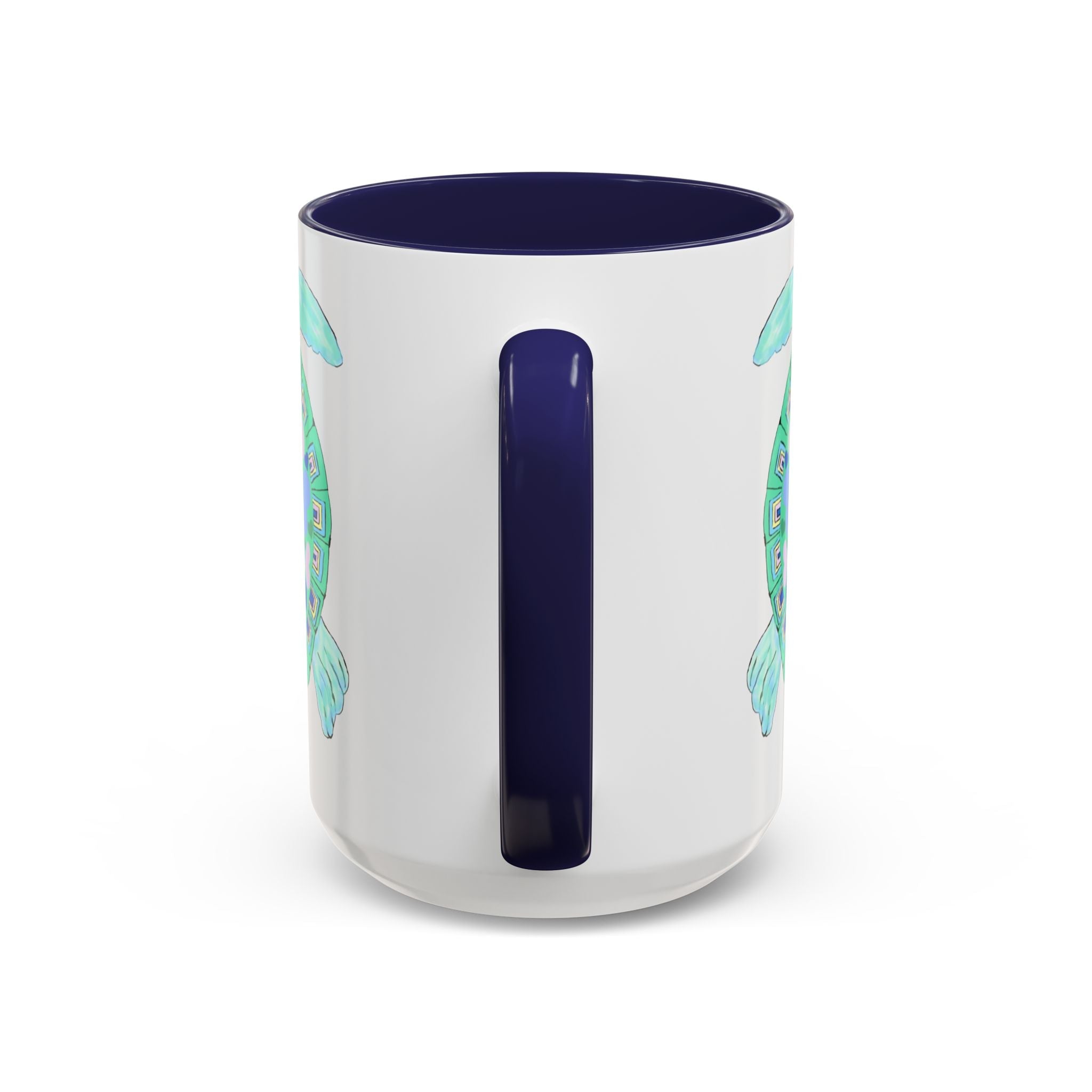 Love Hearts Sea Turtle Two Tone Ceramic Coffee Mugs - Blue Cava