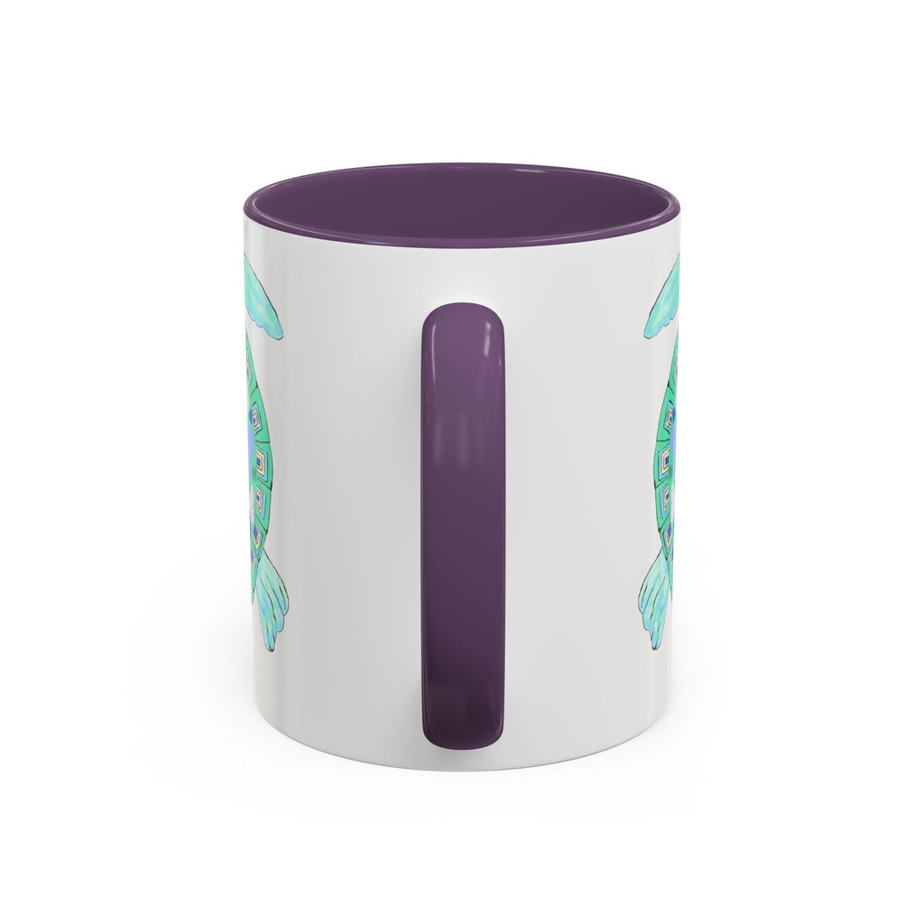 Love Hearts Sea Turtle Two Tone Ceramic Coffee Mugs - Blue Cava