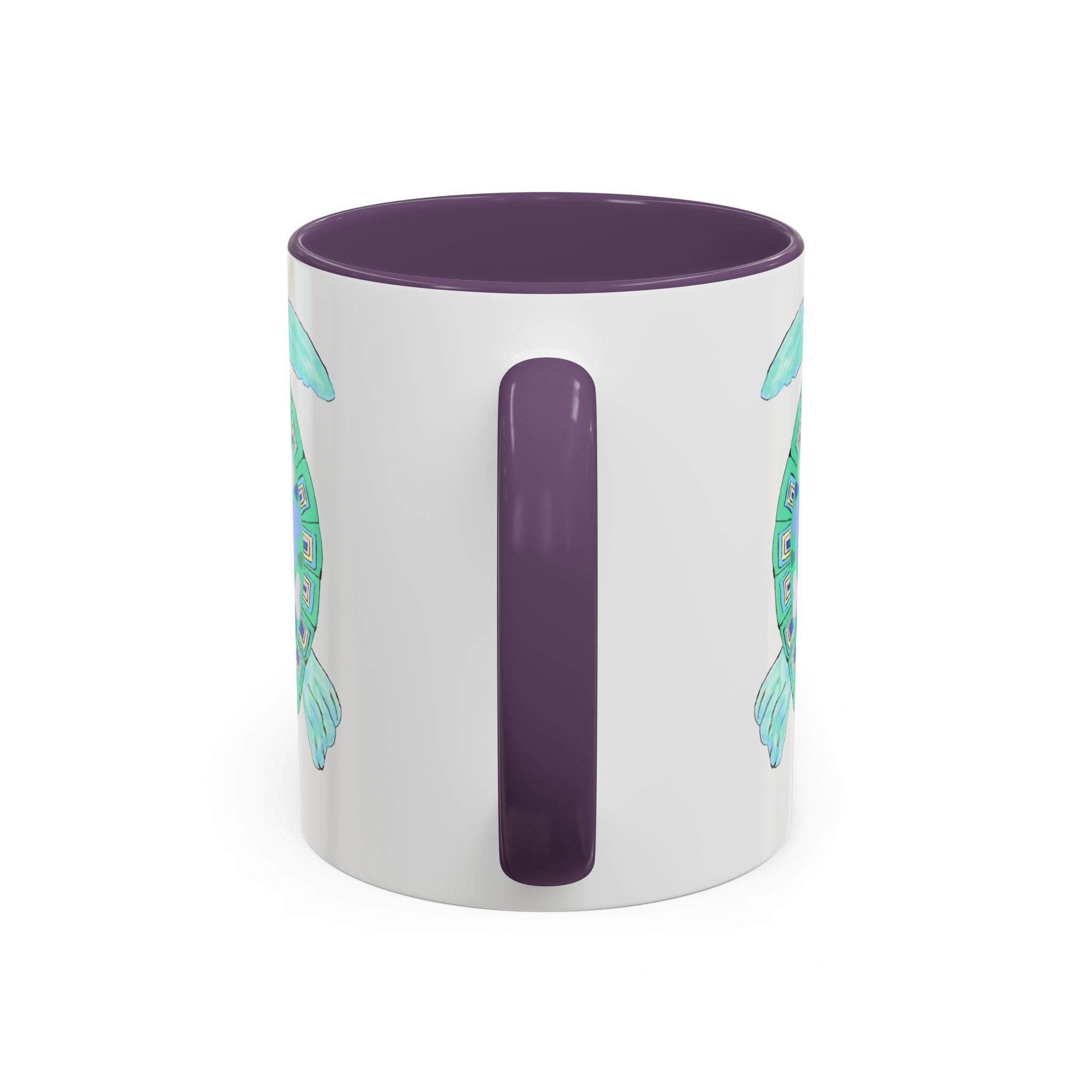 Love Hearts Sea Turtle Two Tone Ceramic Coffee Mugs - Blue Cava
