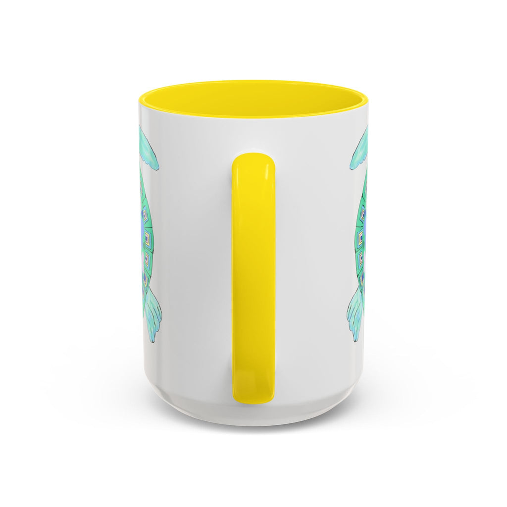 Love Hearts Sea Turtle Two Tone Ceramic Coffee Mugs - Blue Cava