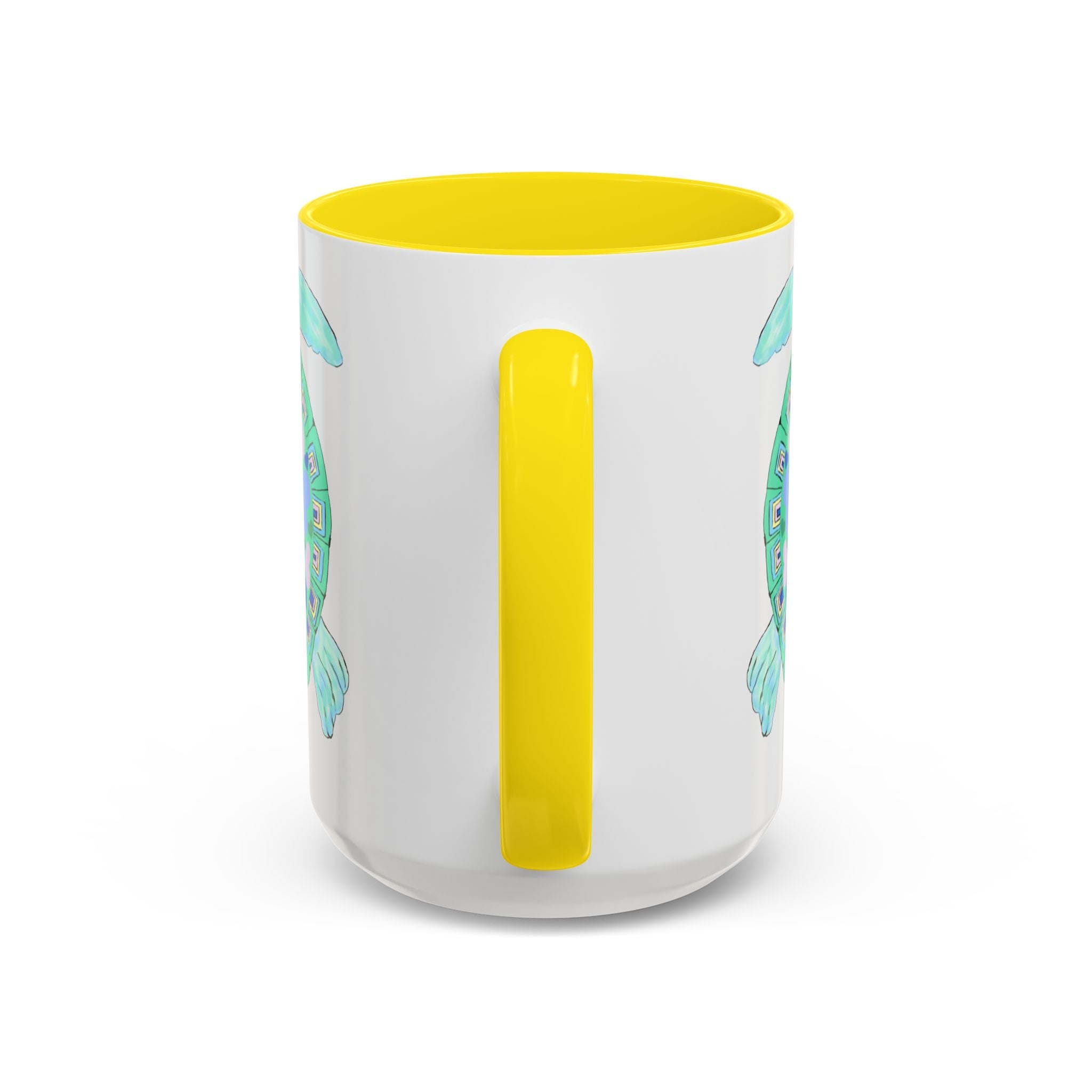 Love Hearts Sea Turtle Two Tone Ceramic Coffee Mugs - Blue Cava