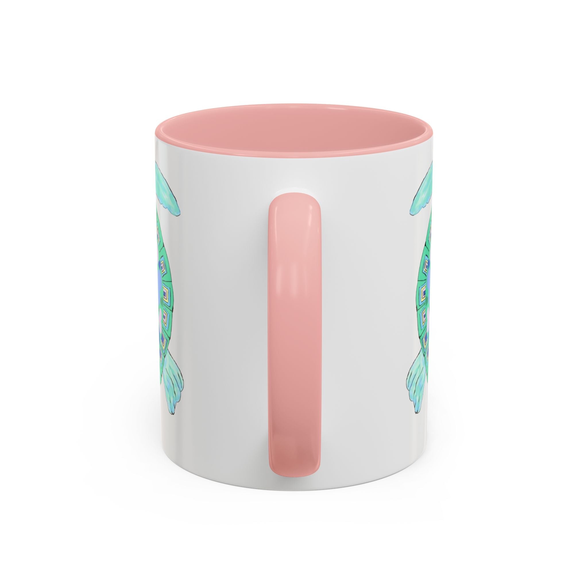 Love Hearts Sea Turtle Two Tone Ceramic Coffee Mugs - Blue Cava