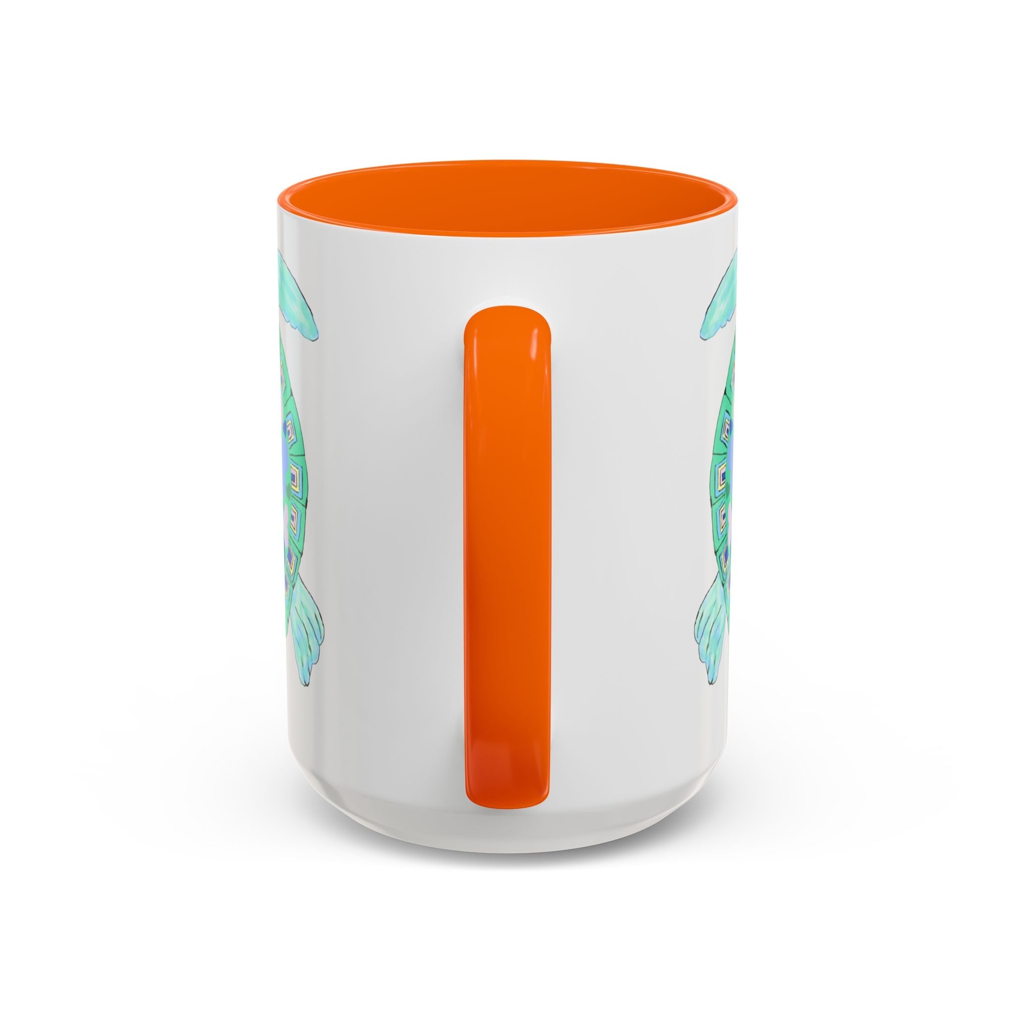 Love Hearts Sea Turtle Two Tone Ceramic Coffee Mugs - Blue Cava