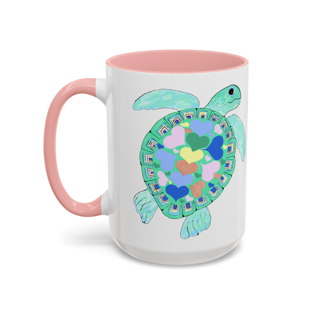 Love Hearts Sea Turtle Two Tone Ceramic Coffee Mugs - Blue Cava