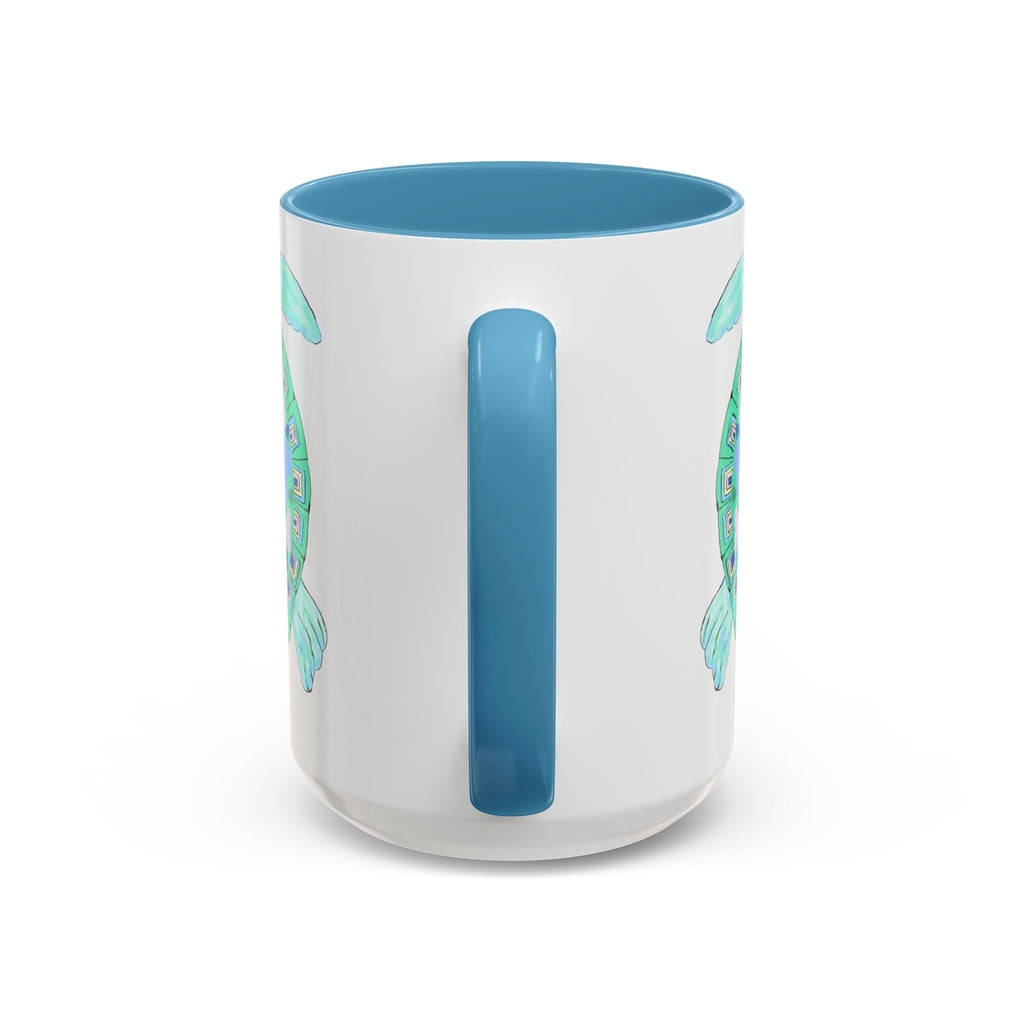 Love Hearts Sea Turtle Two Tone Ceramic Coffee Mugs - Blue Cava