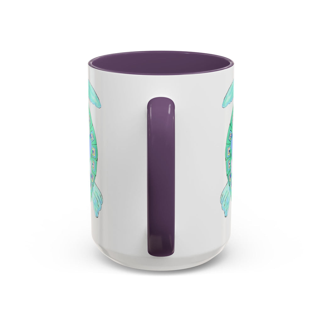 Love Hearts Sea Turtle Two Tone Ceramic Coffee Mugs - Blue Cava