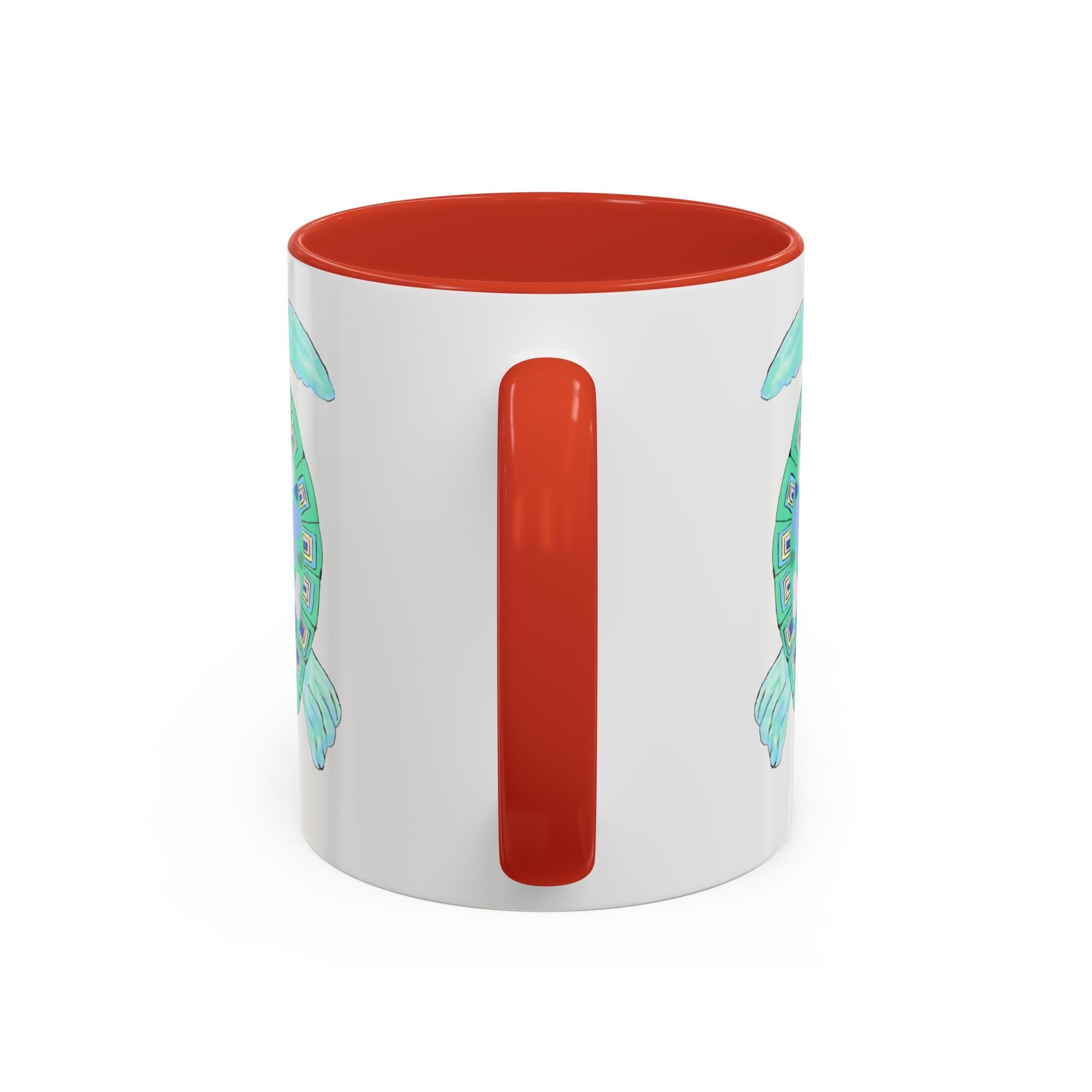 Love Hearts Sea Turtle Two Tone Ceramic Coffee Mugs - Blue Cava