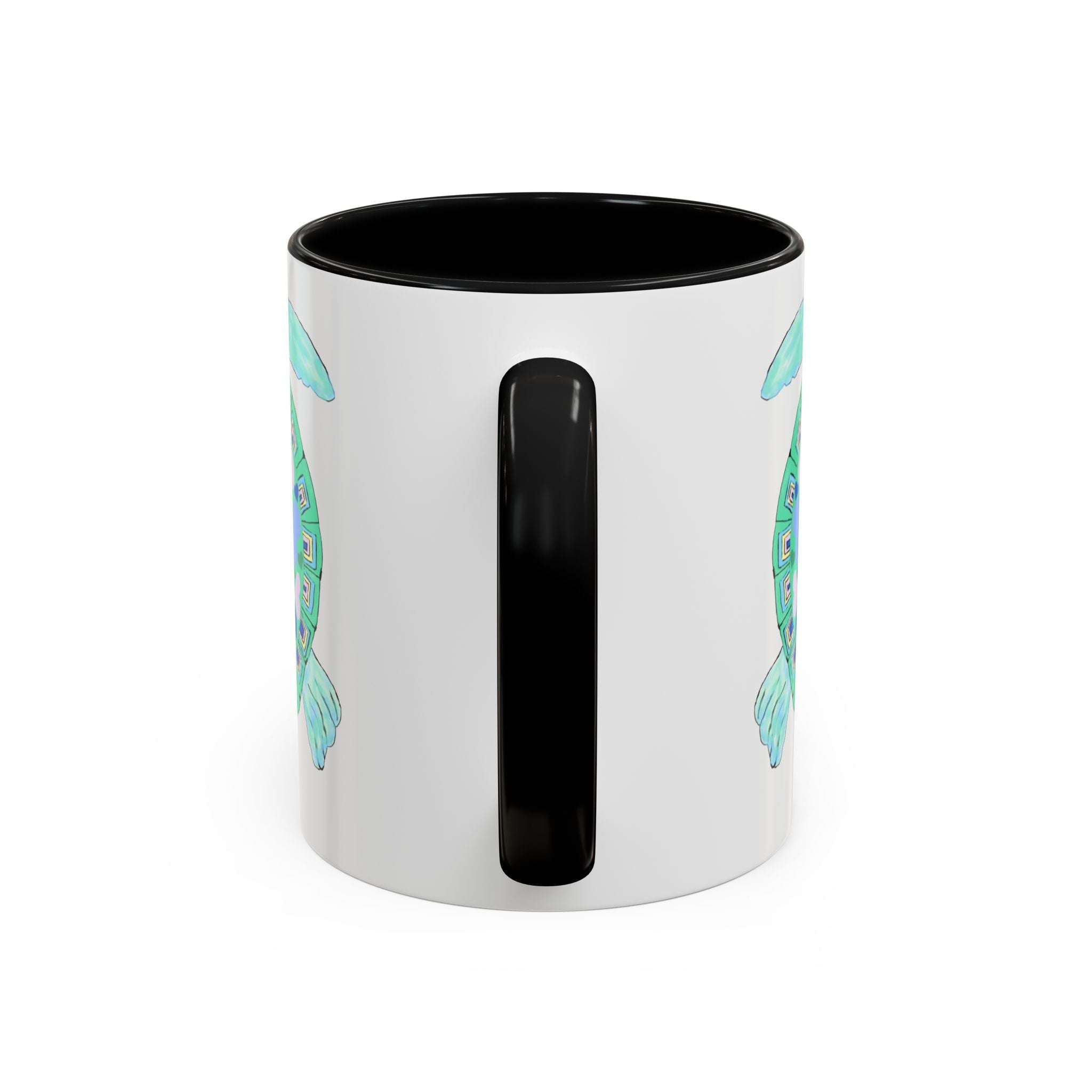 Love Hearts Sea Turtle Two Tone Ceramic Coffee Mugs - Blue Cava