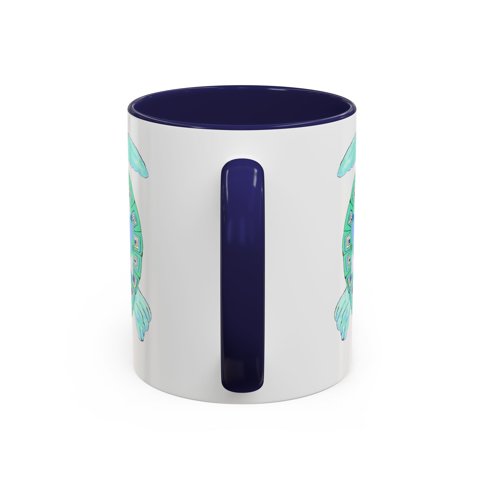 Love Hearts Sea Turtle Two Tone Ceramic Coffee Mugs - Blue Cava