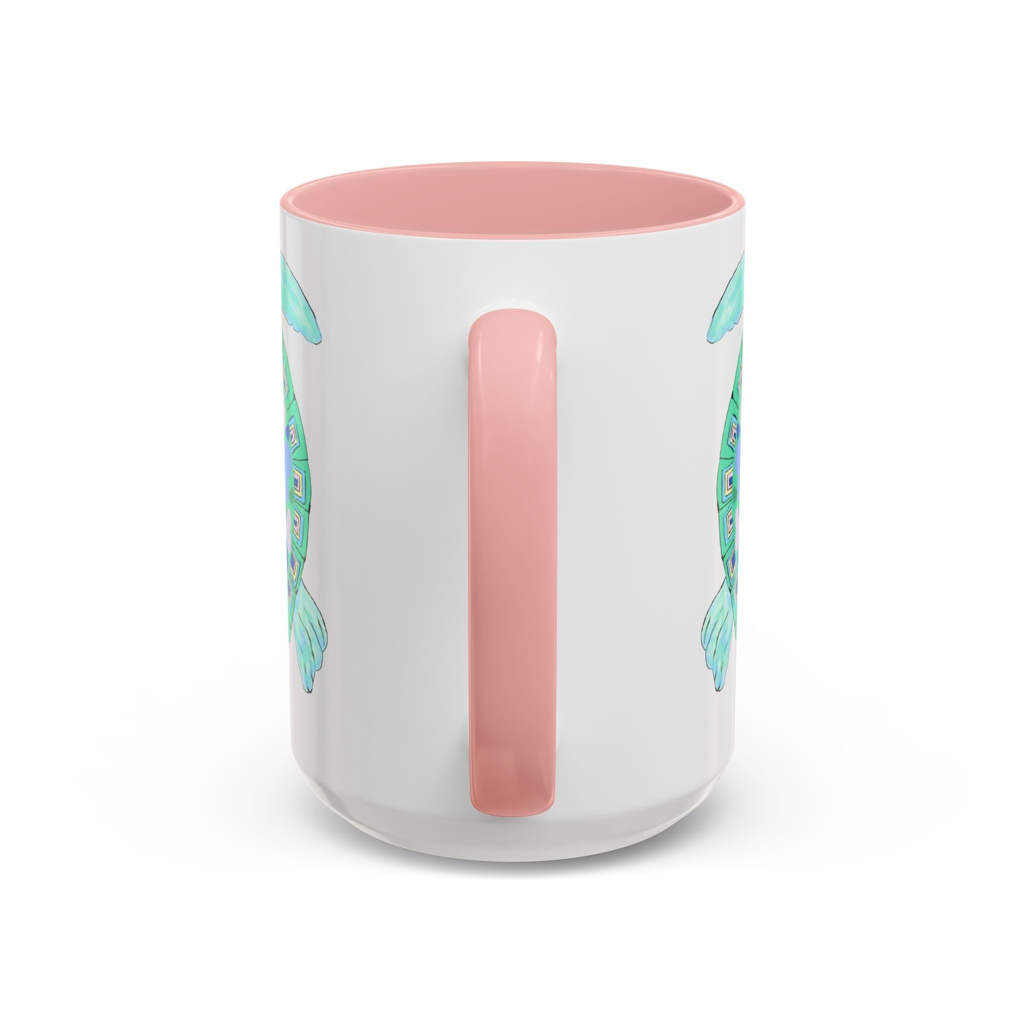 Love Hearts Sea Turtle Two Tone Ceramic Coffee Mugs - Blue Cava