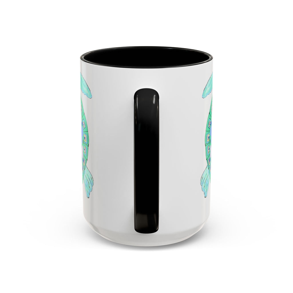 Love Hearts Sea Turtle Two Tone Ceramic Coffee Mugs - Blue Cava