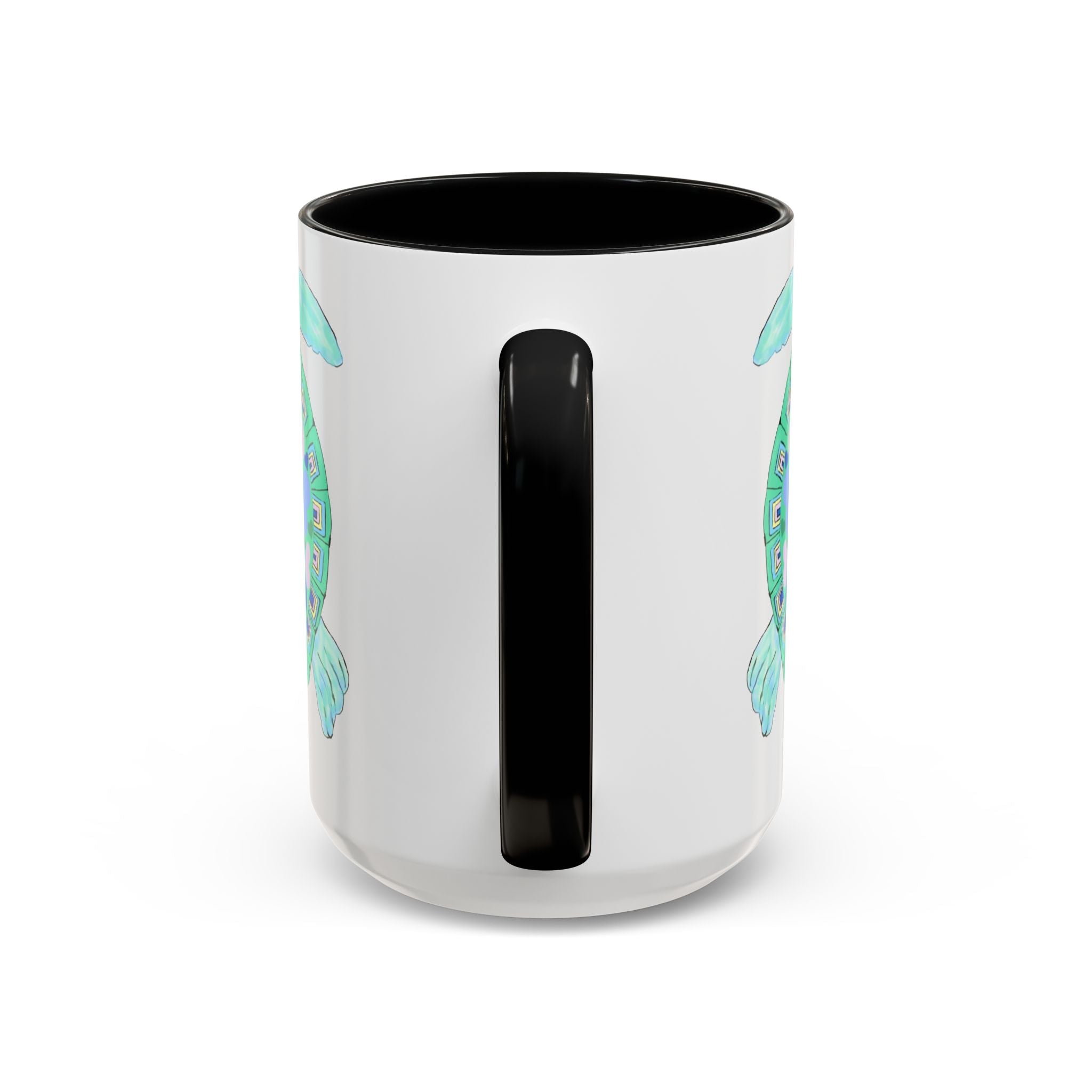 Love Hearts Sea Turtle Two Tone Ceramic Coffee Mugs - Blue Cava