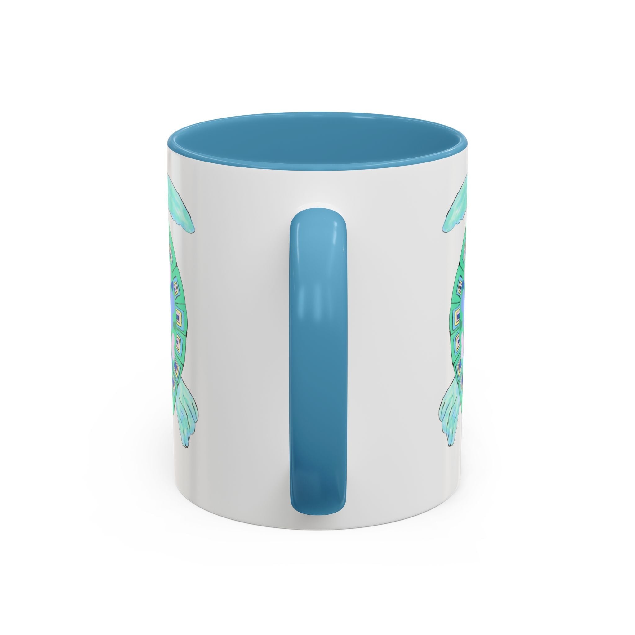 Love Hearts Sea Turtle Two Tone Ceramic Coffee Mugs - Blue Cava