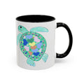 Love Hearts Sea Turtle Two Tone Ceramic Coffee Mugs - Blue Cava
