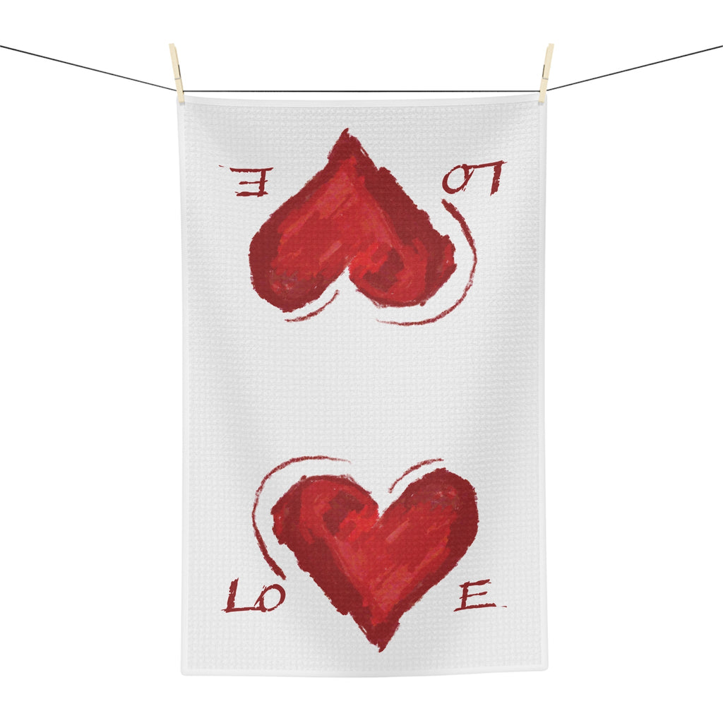 Love Microfiber Waffle Kitchen Towel - Blue Cava
