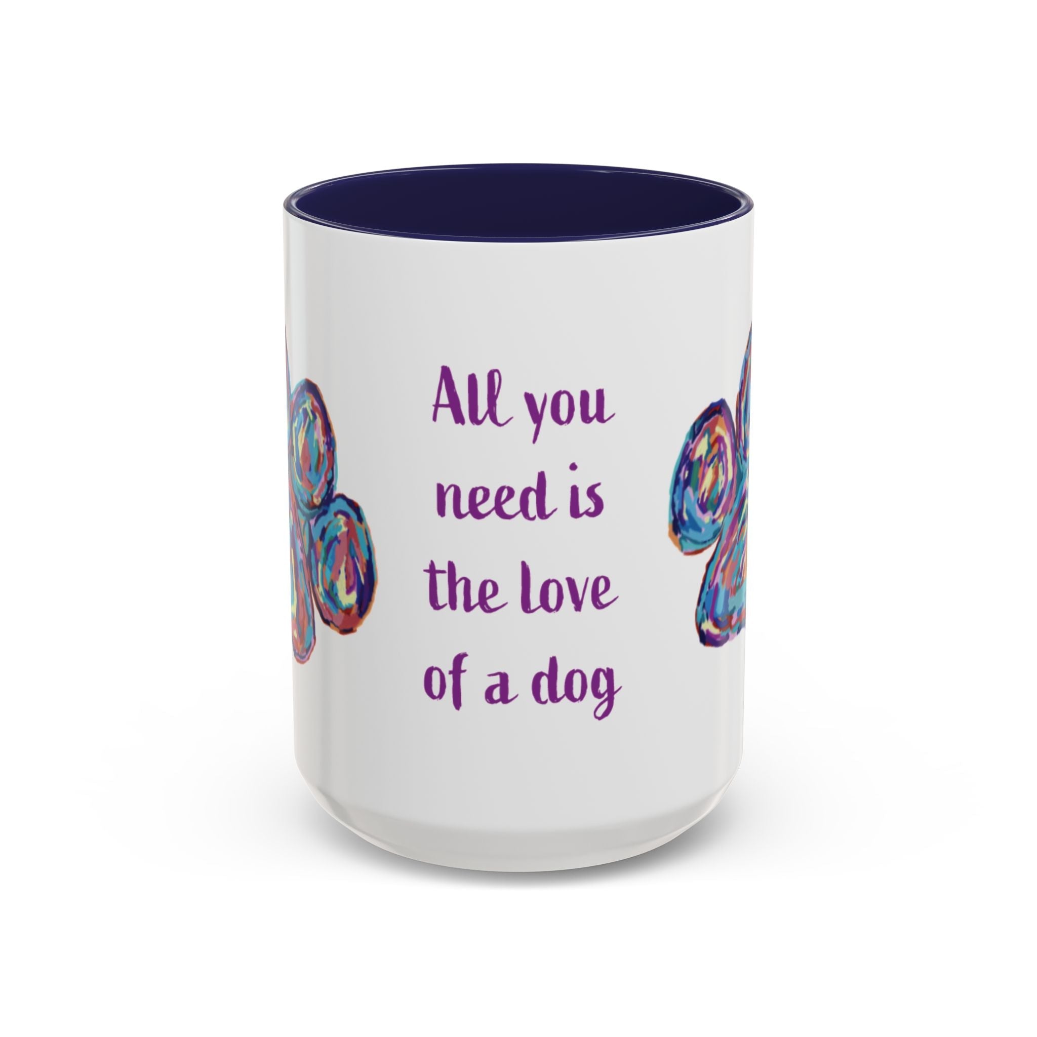 Love Of A Dog Paw Two Tone Ceramic Coffee Mugs - Blue Cava