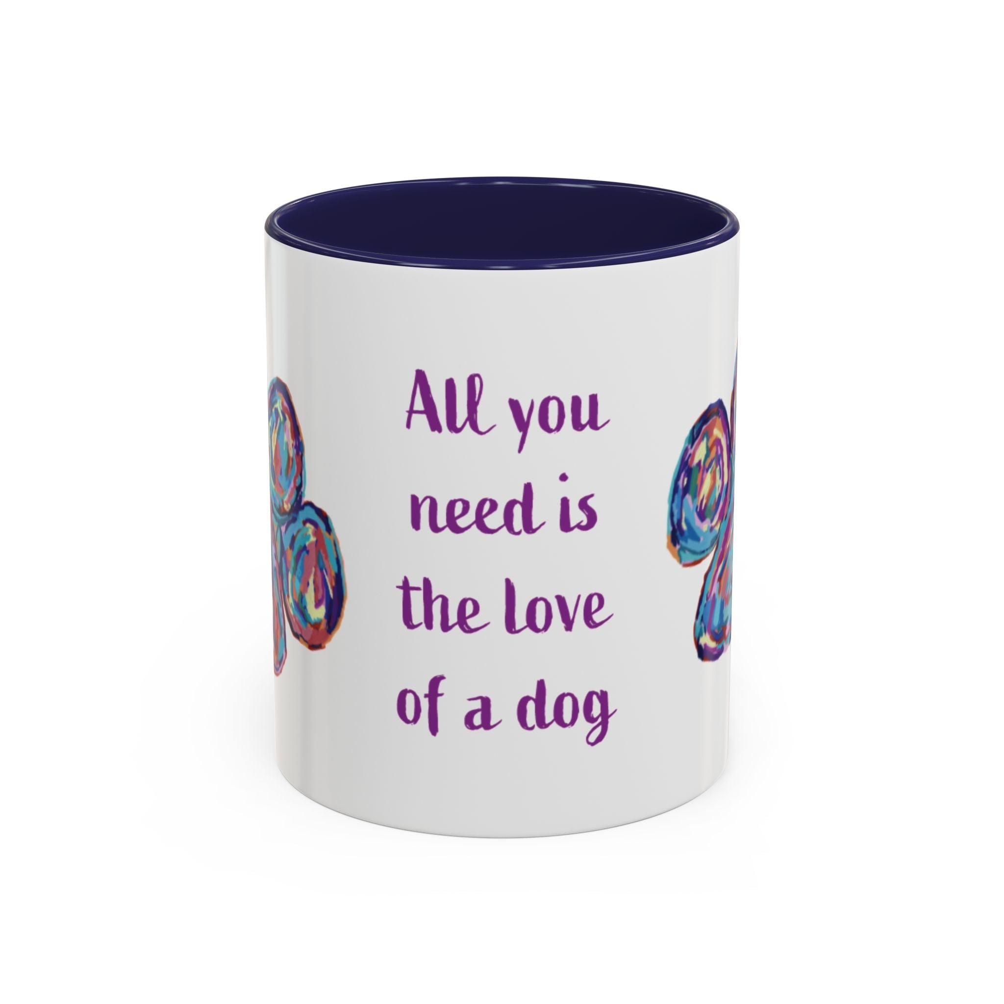 Love Of A Dog Paw Two Tone Ceramic Coffee Mugs - Blue Cava