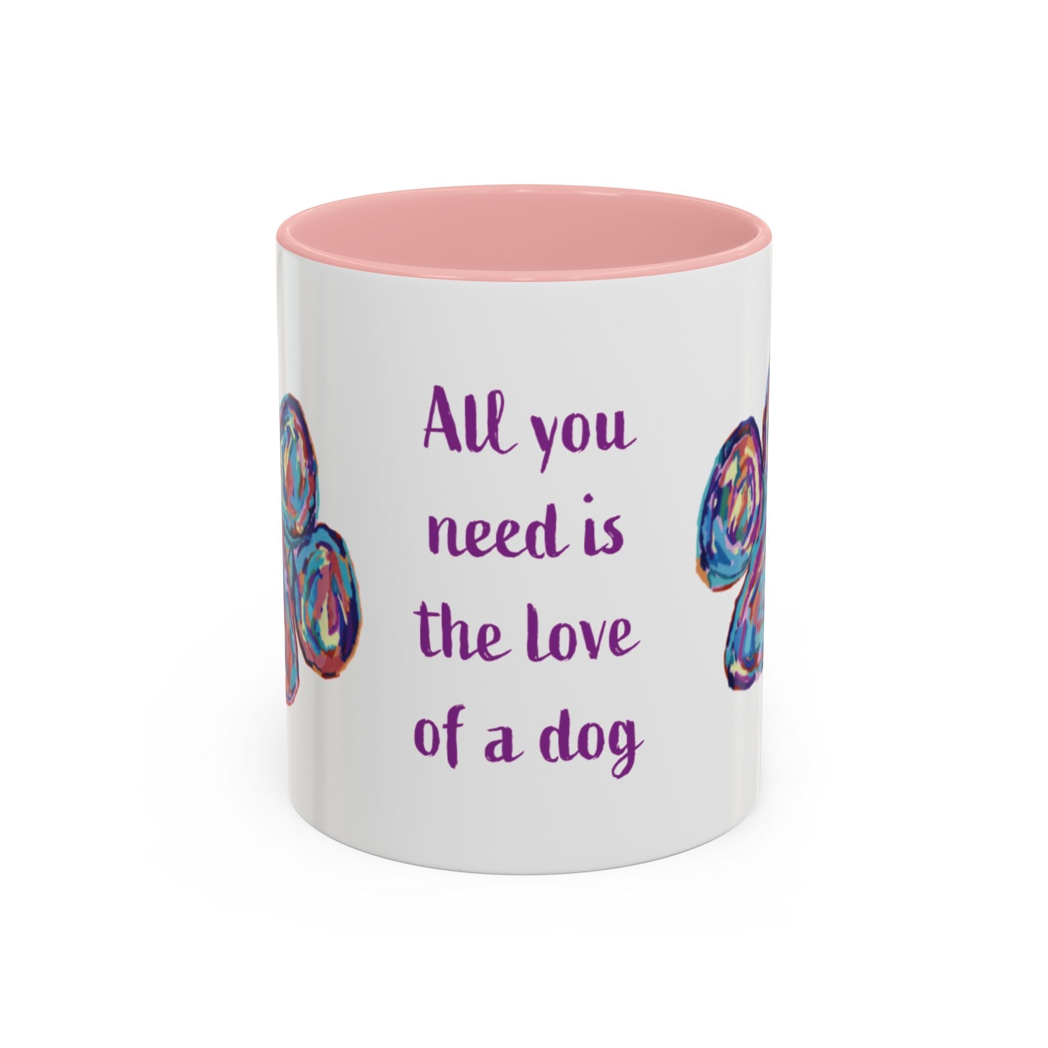 Love Of A Dog Paw Two Tone Ceramic Coffee Mugs - Blue Cava
