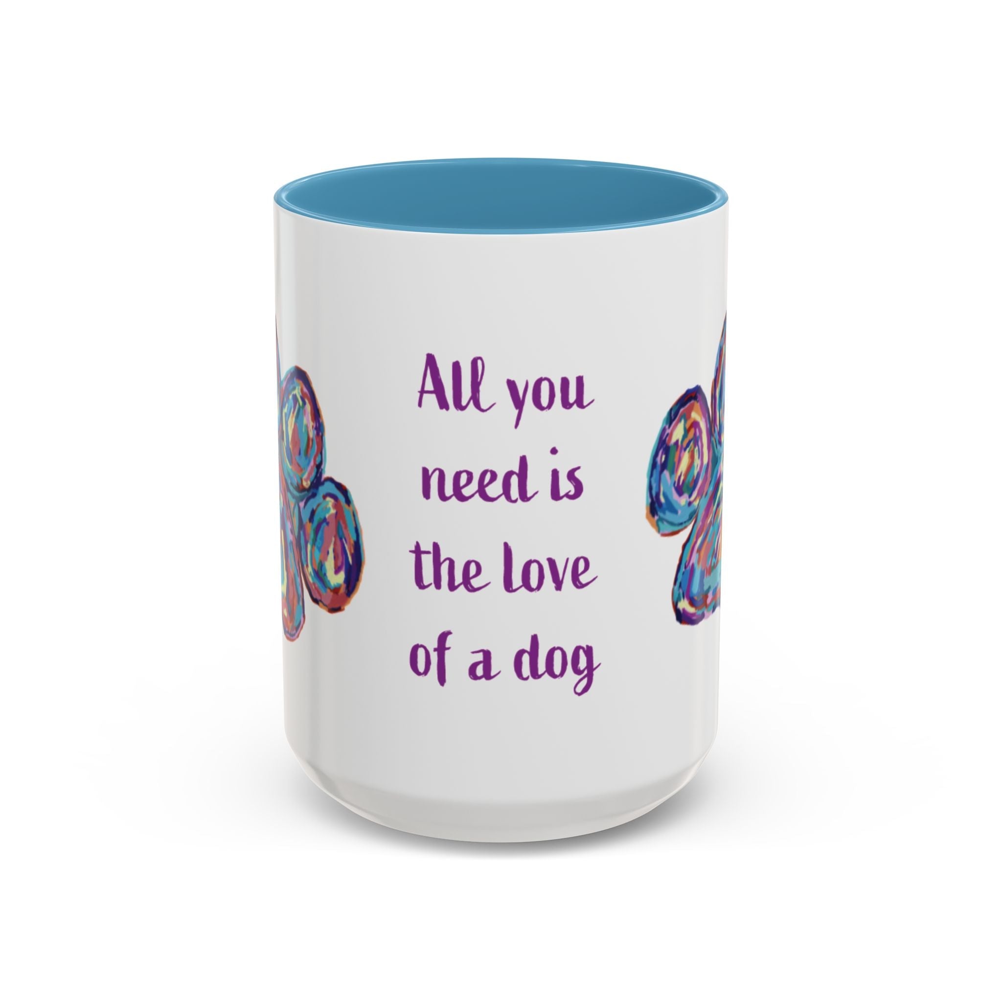 Love Of A Dog Paw Two Tone Ceramic Coffee Mugs - Blue Cava